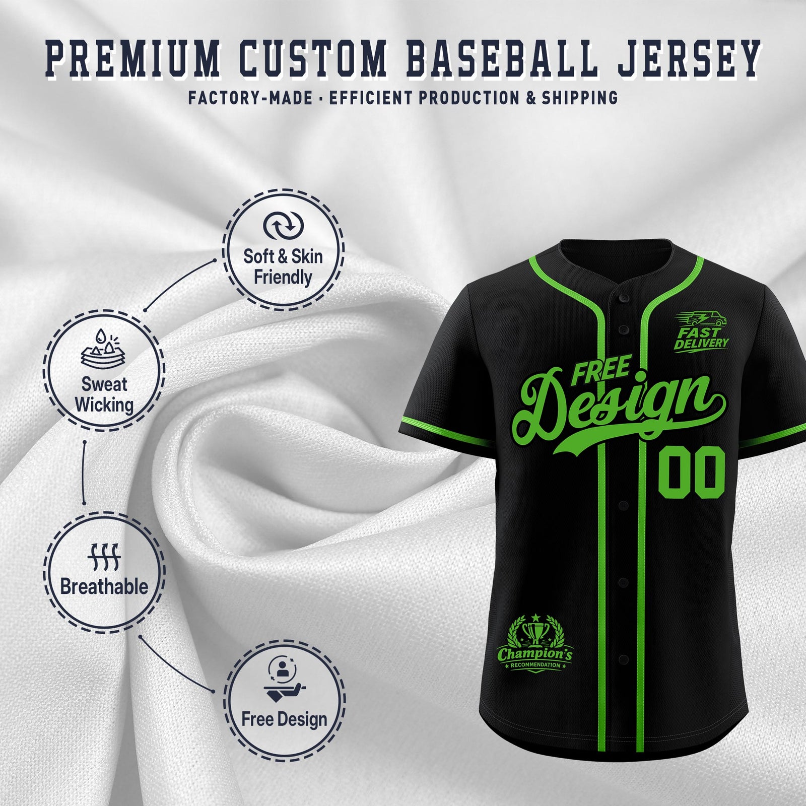 Custom Black Light Green Classic Style Stitched Sports Uniform Personalized For Teams Baseball Jersey| KXKSHOP