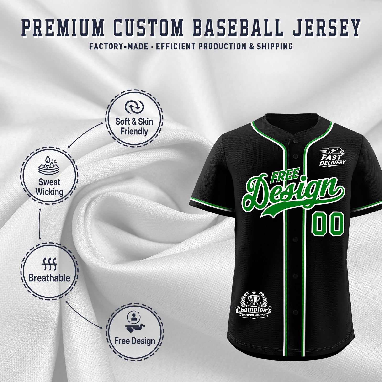 Custom Black Kelly Green Classic Style Stitched Sports Uniform Personalized For Teams Baseball Jersey| KXKSHOP