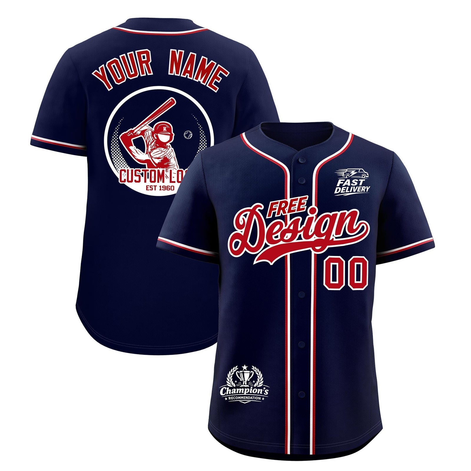 Custom Navy Red Classic Style Stitched Sports Uniform Personalized For Teams Baseball Jersey| KXKSHOP