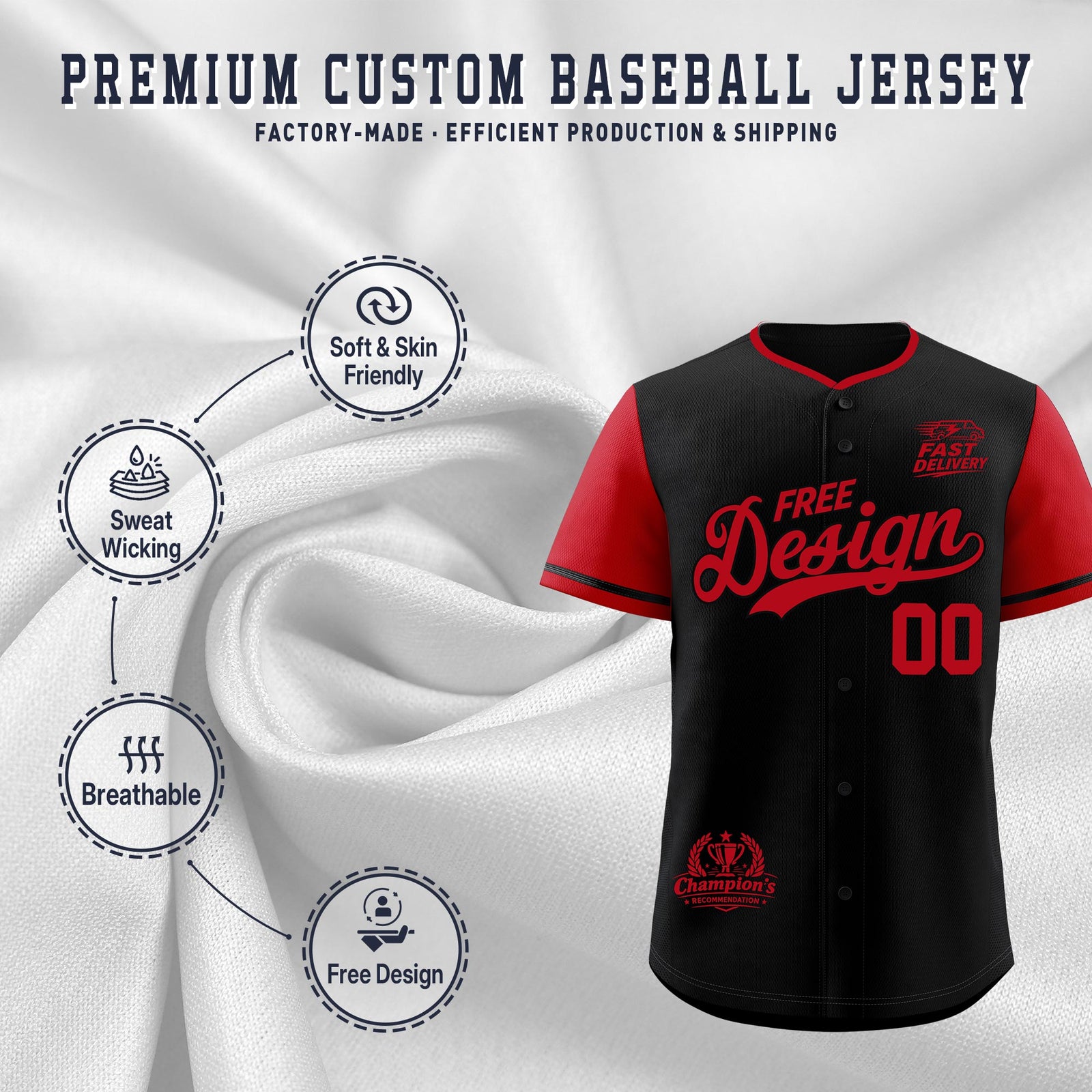 Custom Black Red Classic Style Stitched Sports Uniform Personalized For Teams Baseball Jersey| KXKSHOP