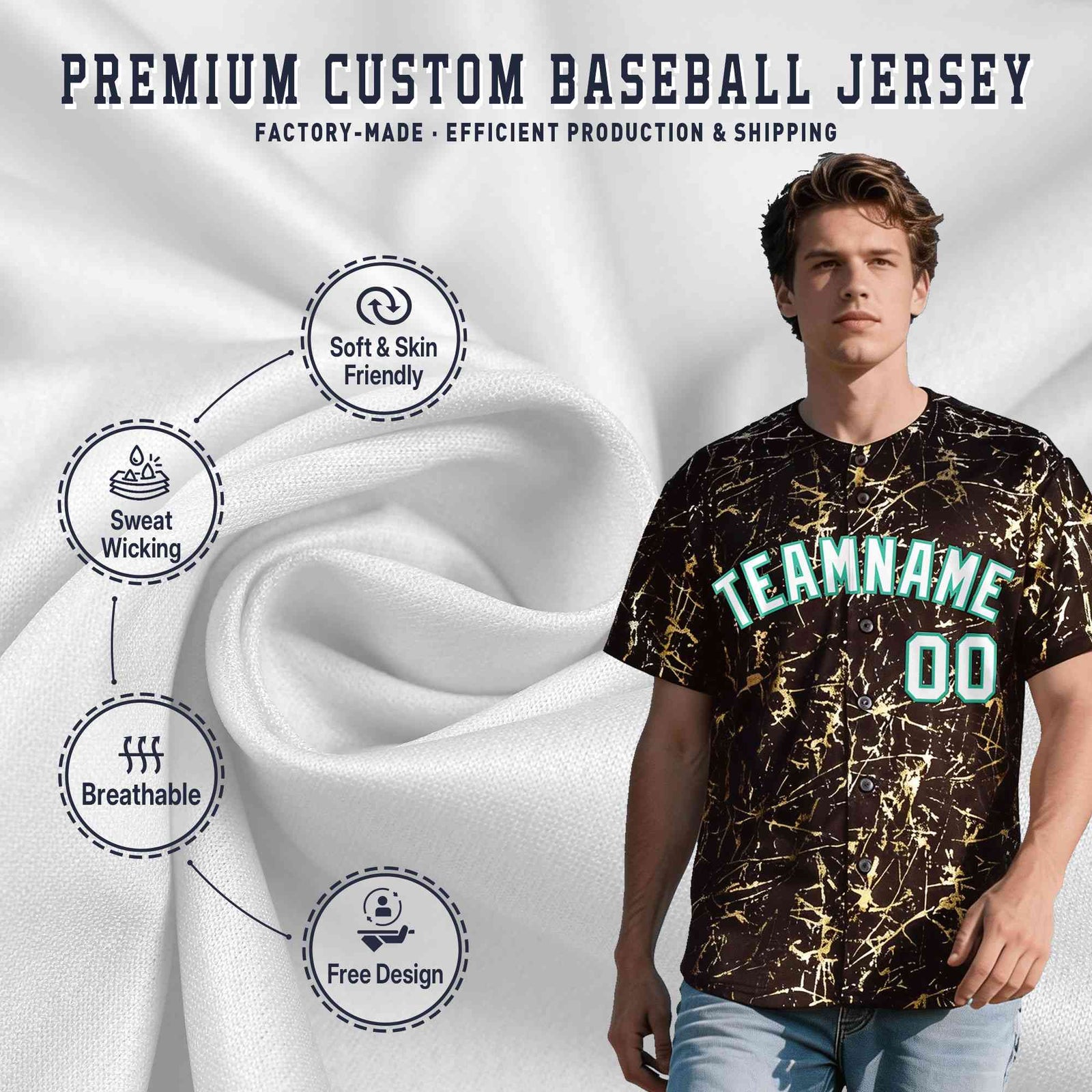 Custom Crimson White Black&Shiny Gold Cracked Foil Breathable Mesh Streetwear Baseball Jersey