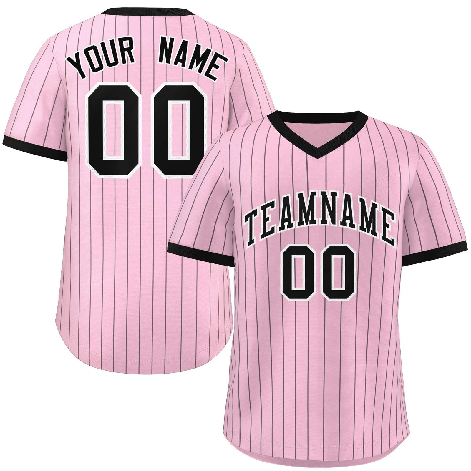 Custom Light Pink Black Stripe Fashion Authentic Pullover Baseball Jersey