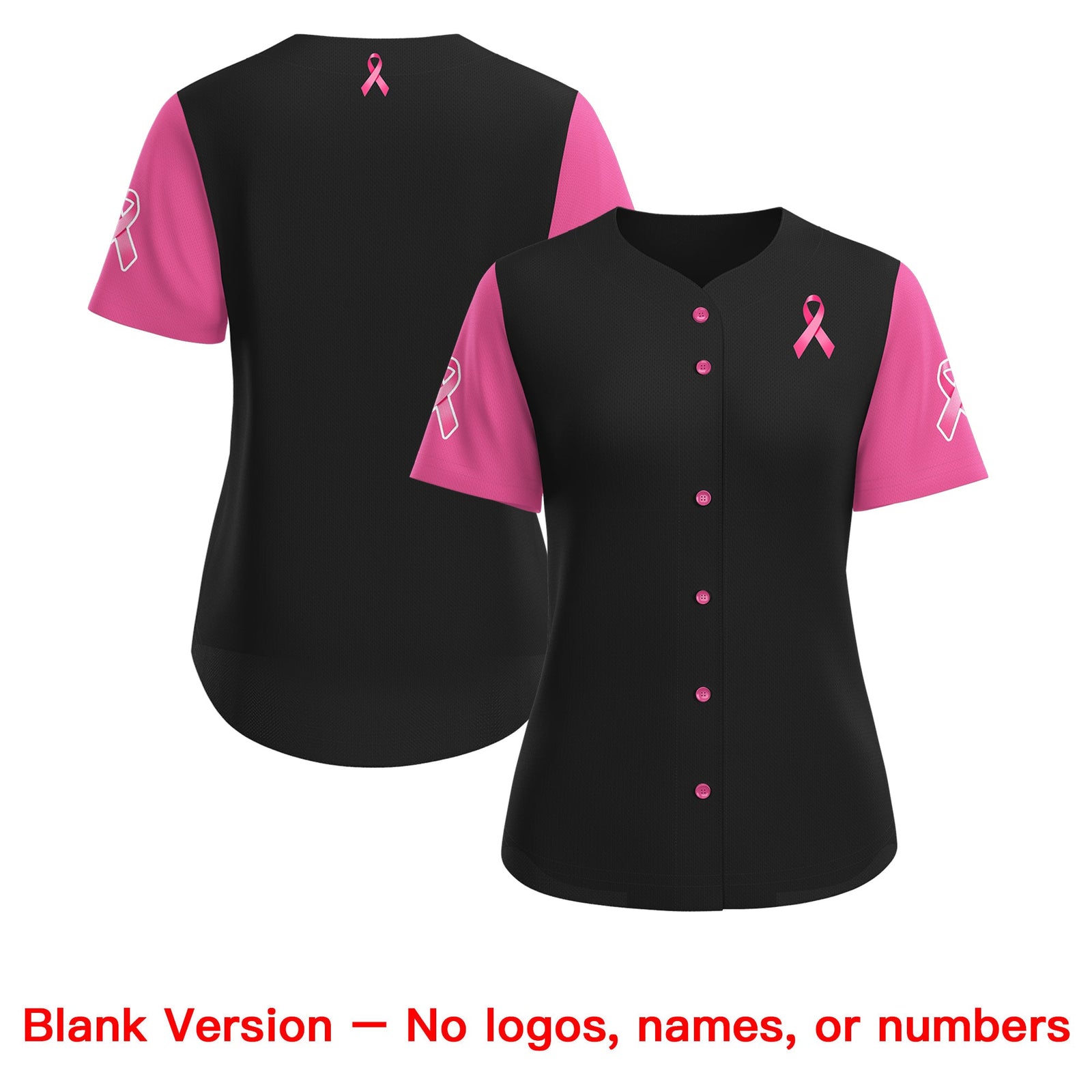 Custom Black Pink Breast Cancer Awareness Month Pink Ribbon Authentic Baseball Jersey for Women