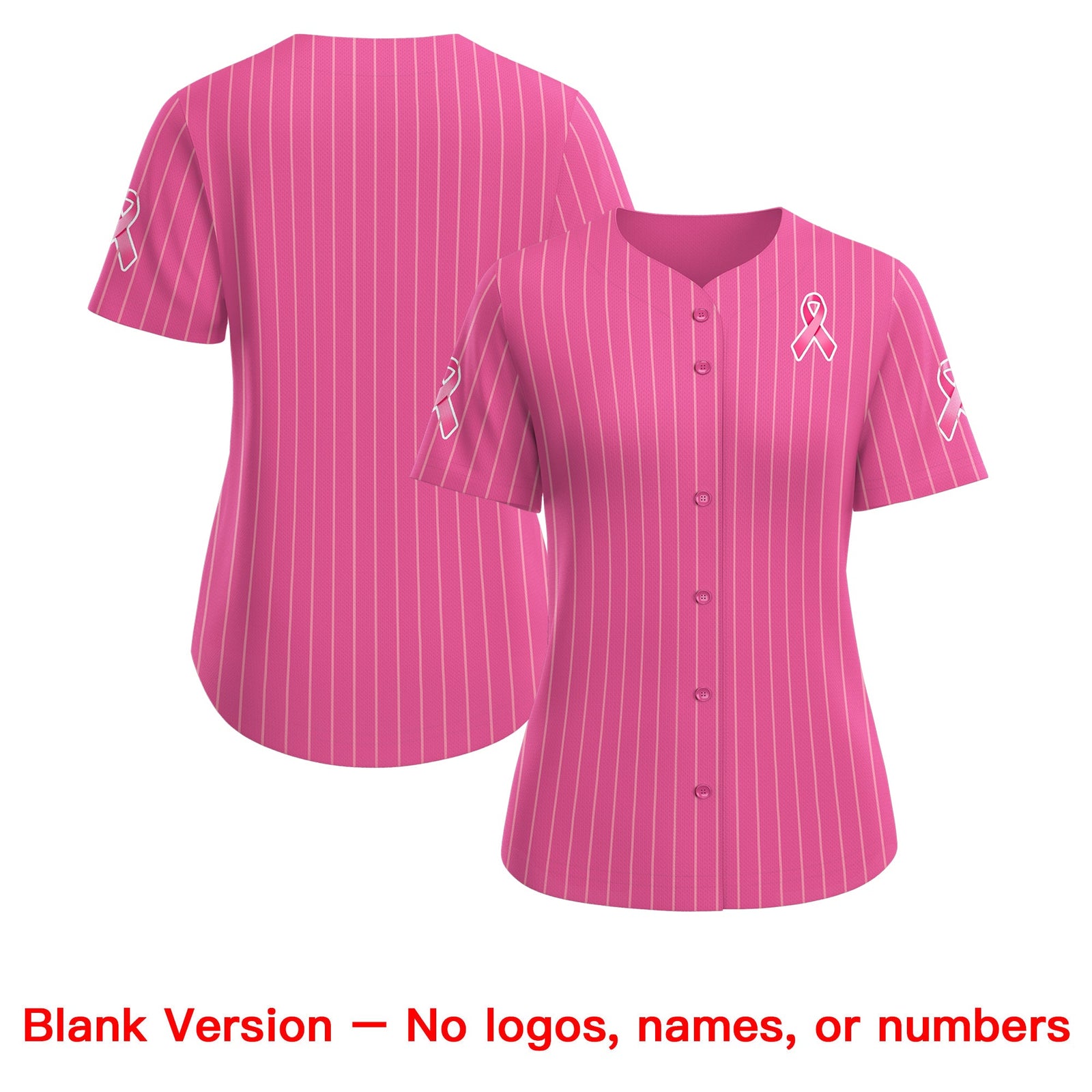 Custom Pink White Breast Cancer Awareness Month Pink Ribbon Authentic Baseball Jersey for Women| KXKSHOP