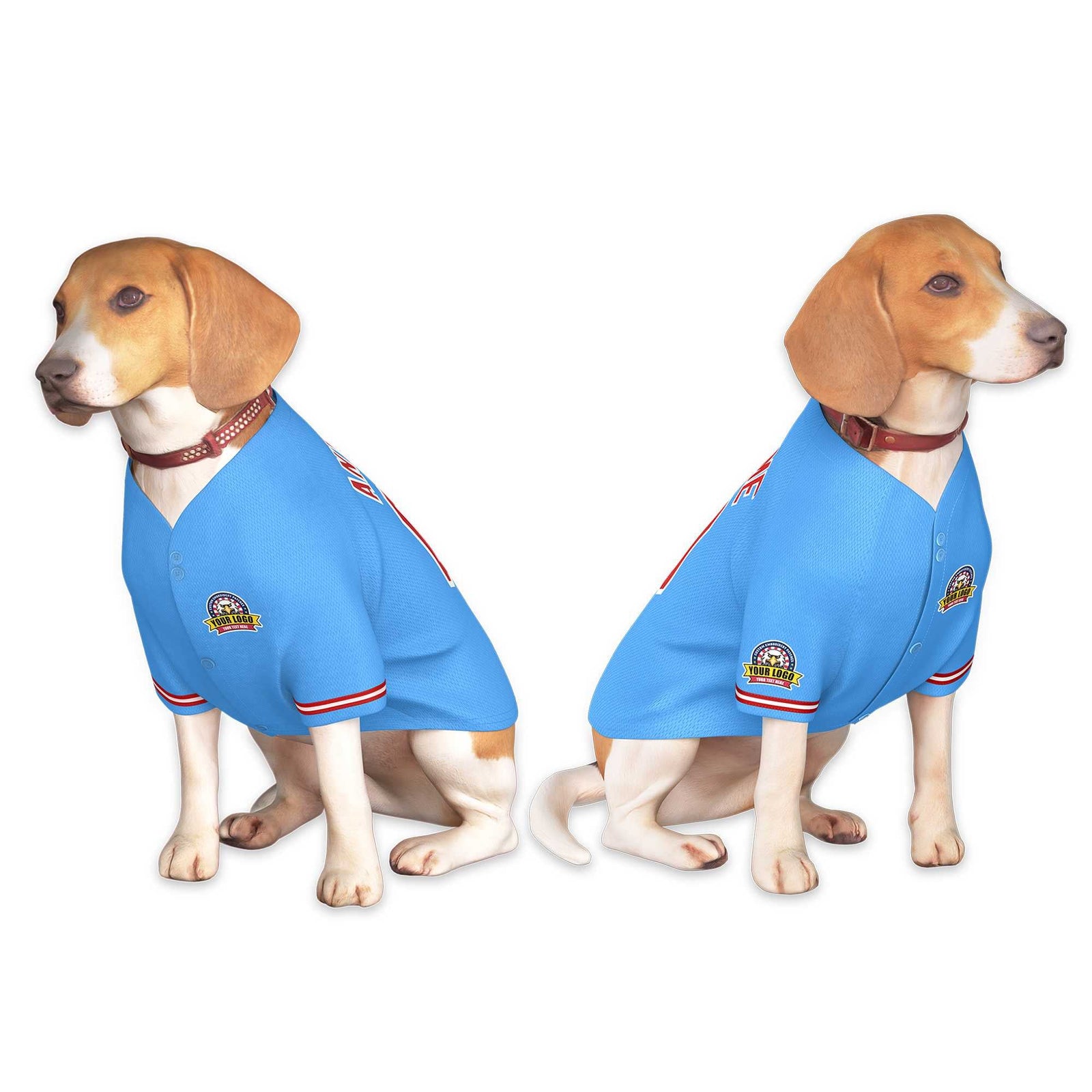 Custom Powder Blue Red-White Classic Style Dog Jersey