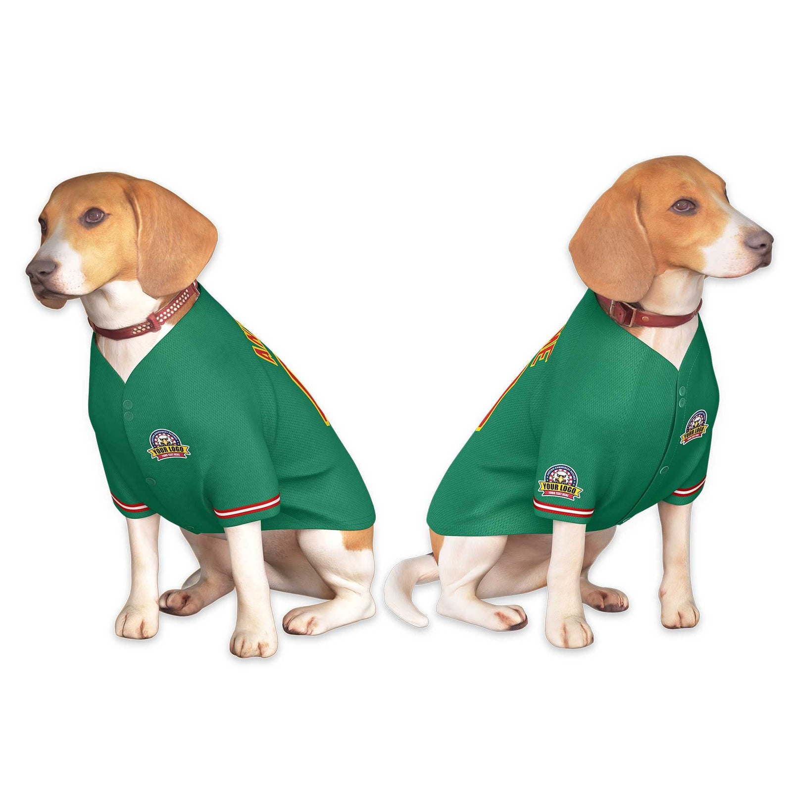 Custom Kelly Green Red-Gold Classic Style Dog Jersey