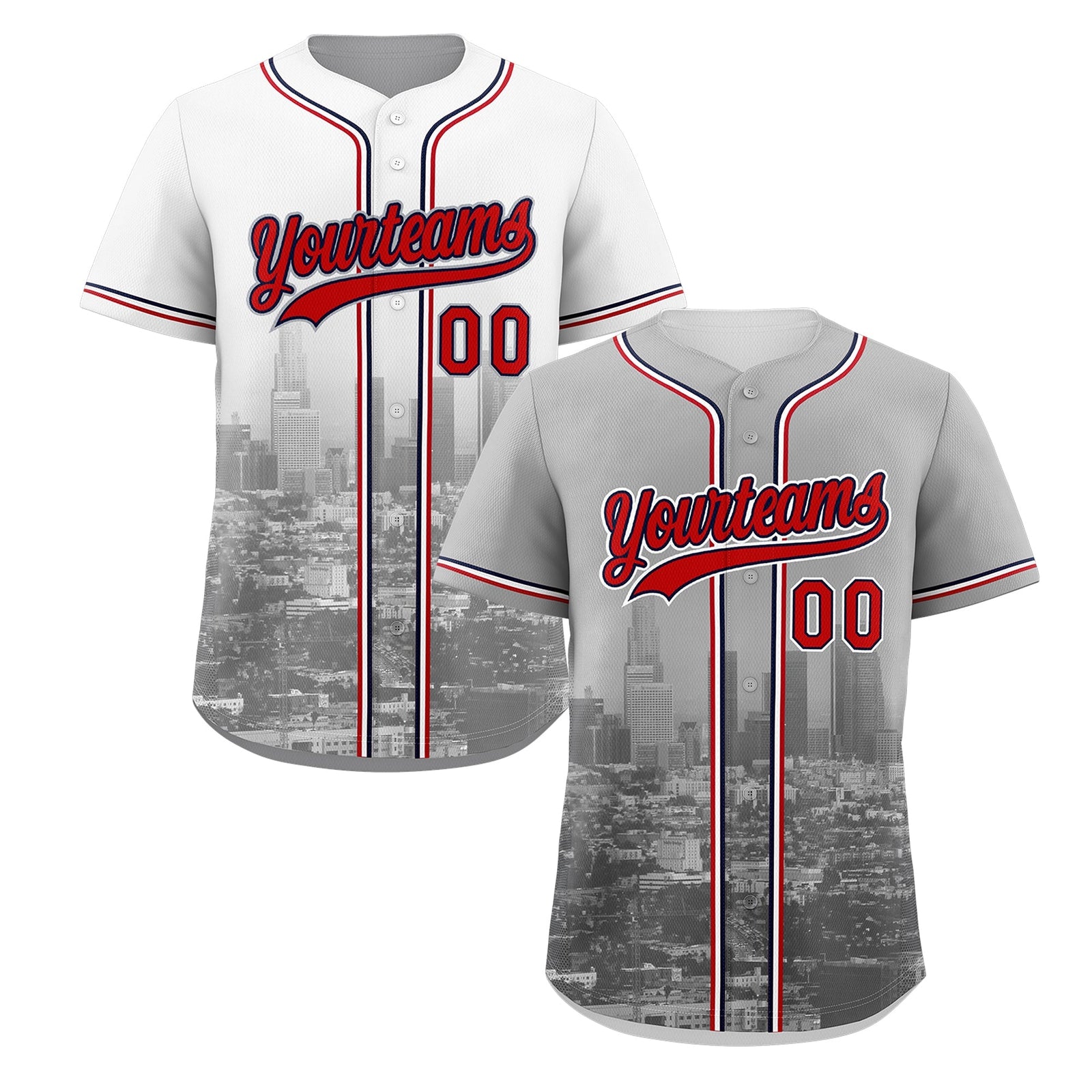 Custom Gray White Red Reversible City Edition Graffiti Pattern Breathable Baseball Jersey| KXKSHOP