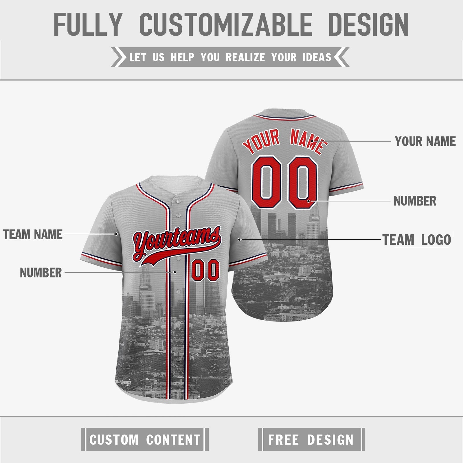 Custom Gray White Red Reversible City Edition Graffiti Pattern Breathable Baseball Jersey| KXKSHOP