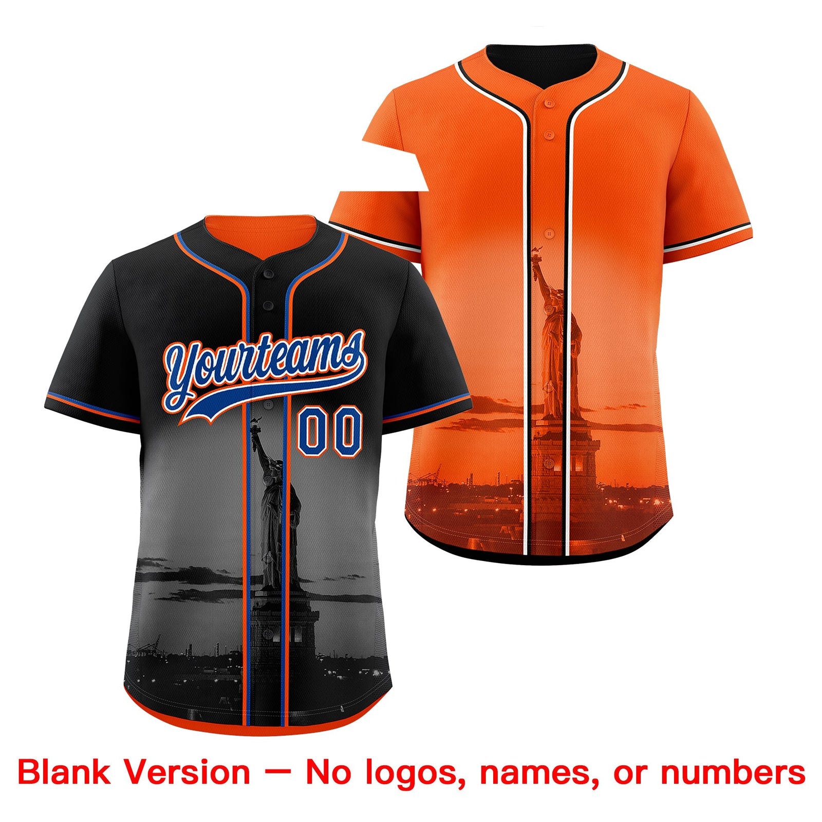 Custom Black Orange Reversible City Edition Graffiti Pattern Stretch Fabric Baseball Jersey| KXKSHOP