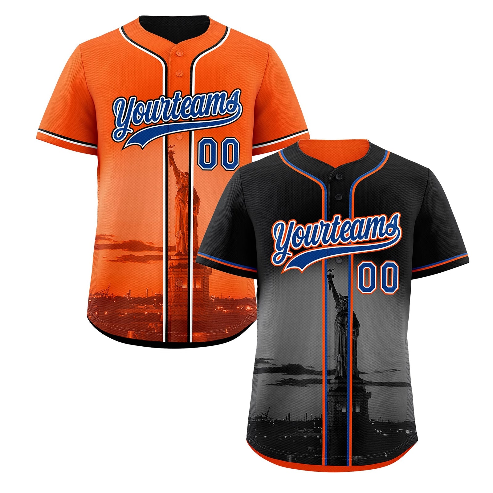 Custom Black Orange Reversible City Edition Graffiti Pattern Stretch Fabric Baseball Jersey| KXKSHOP