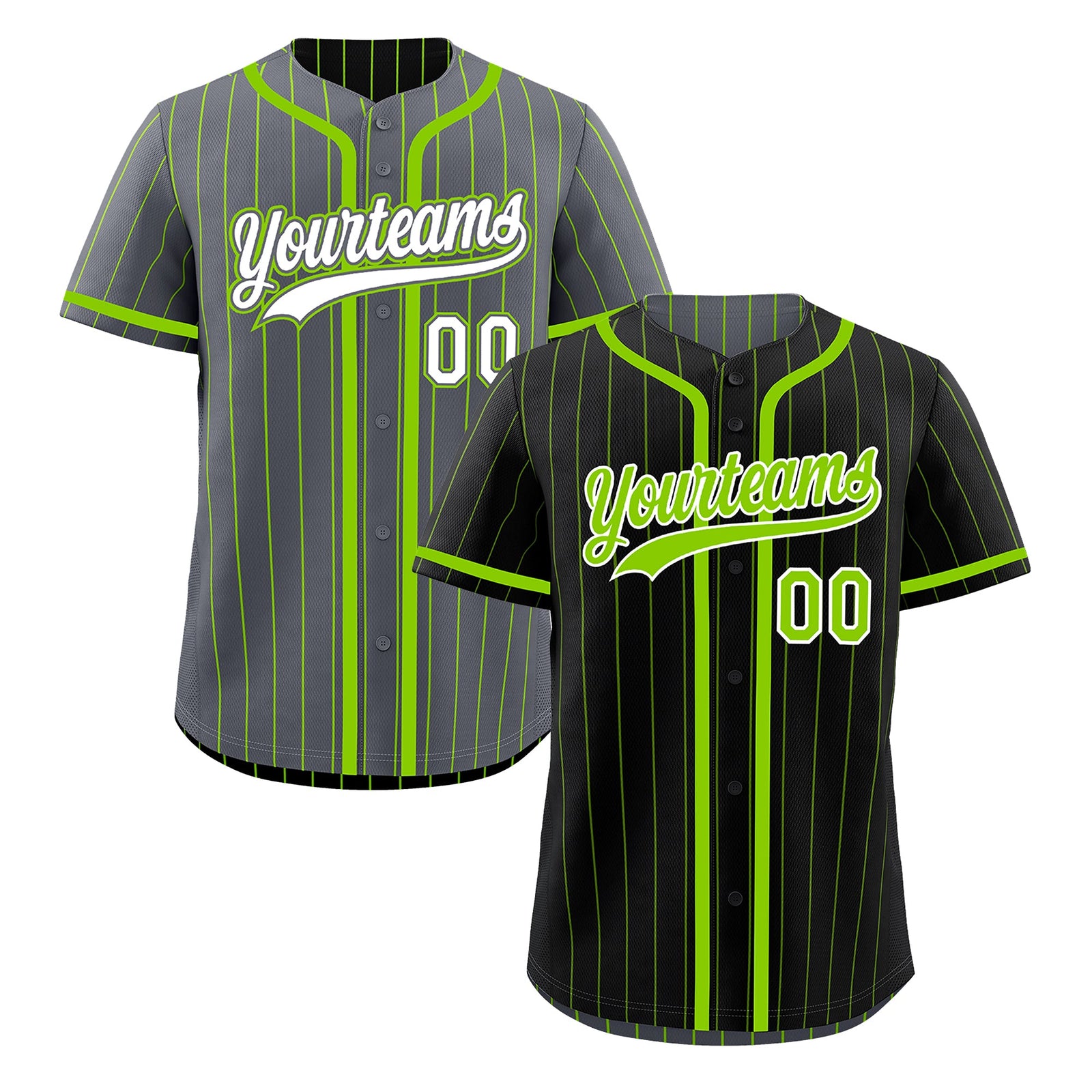 Custom Black Neon Green Reversible Stripe Fashion Lightweight Baseball Jersey| KXKSHOP