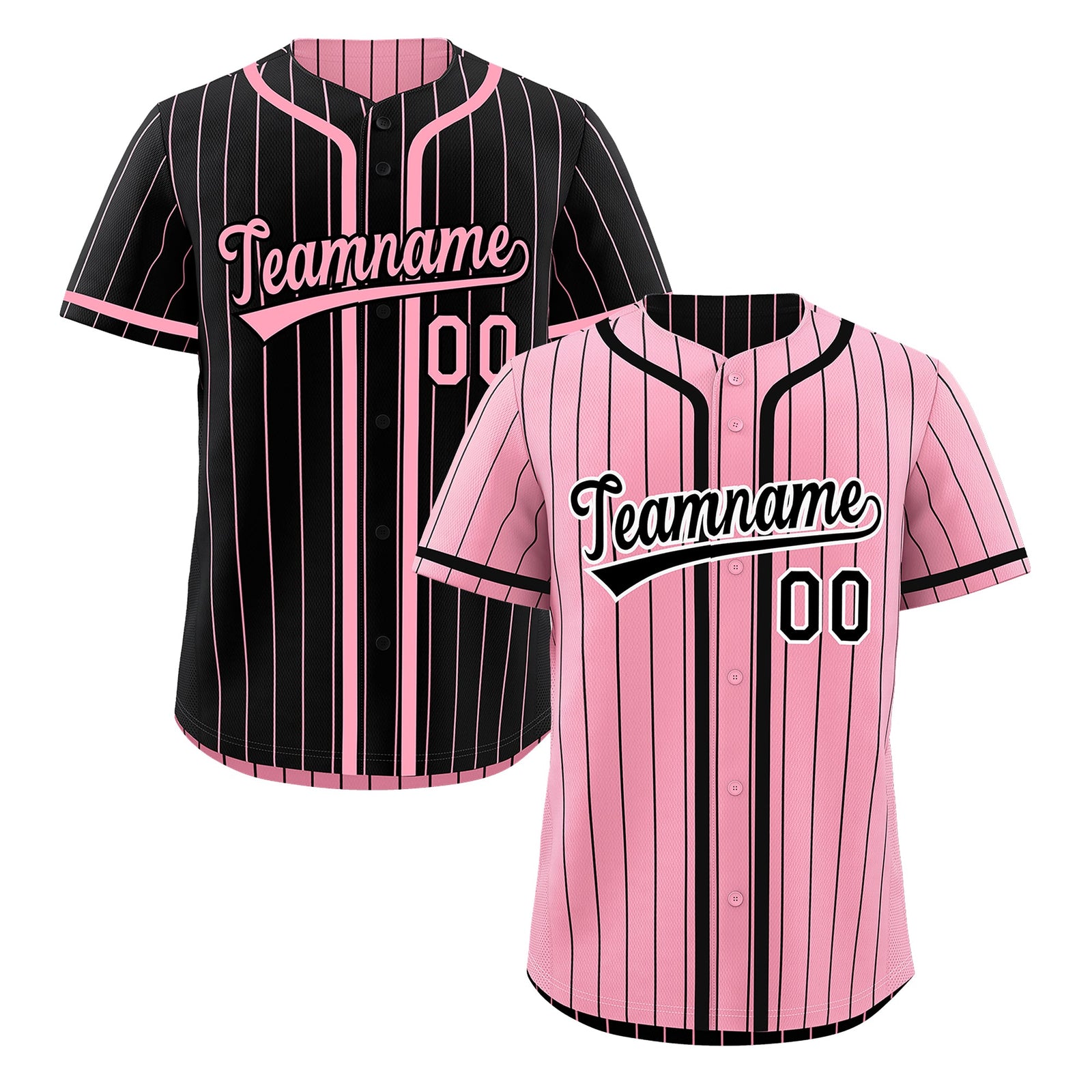 Custom Light Pink Black Reversible Stripe Fashion Breathable Baseball Jersey| KXKSHOP
