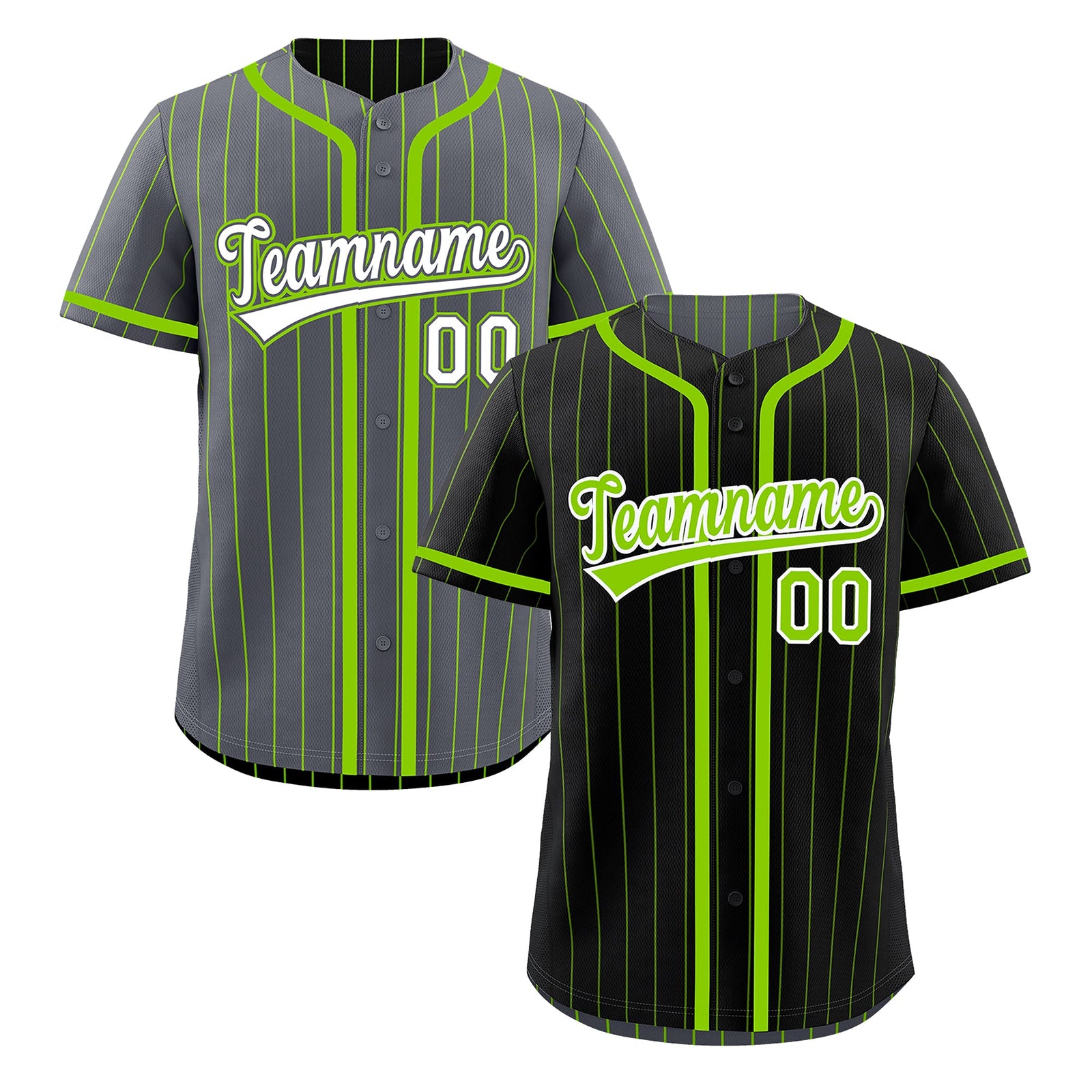 Custom Black Neon Green Reversible Stripe Fashion Lightweight Baseball Jersey| KXKSHOP