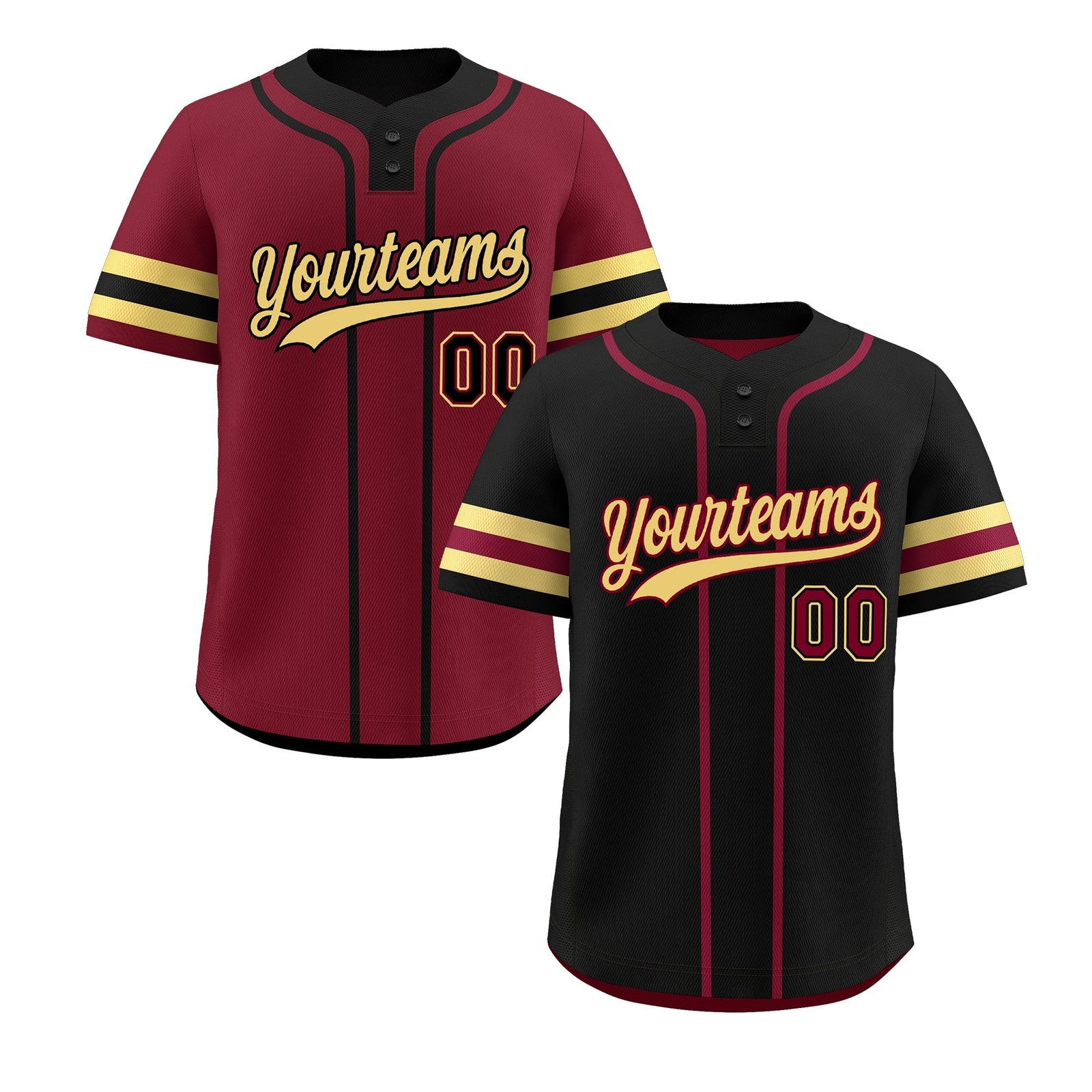 Custom Khaki Crimson Black Reversible Classic Style Two-Button Baseball Jersey| KXKSHOP
