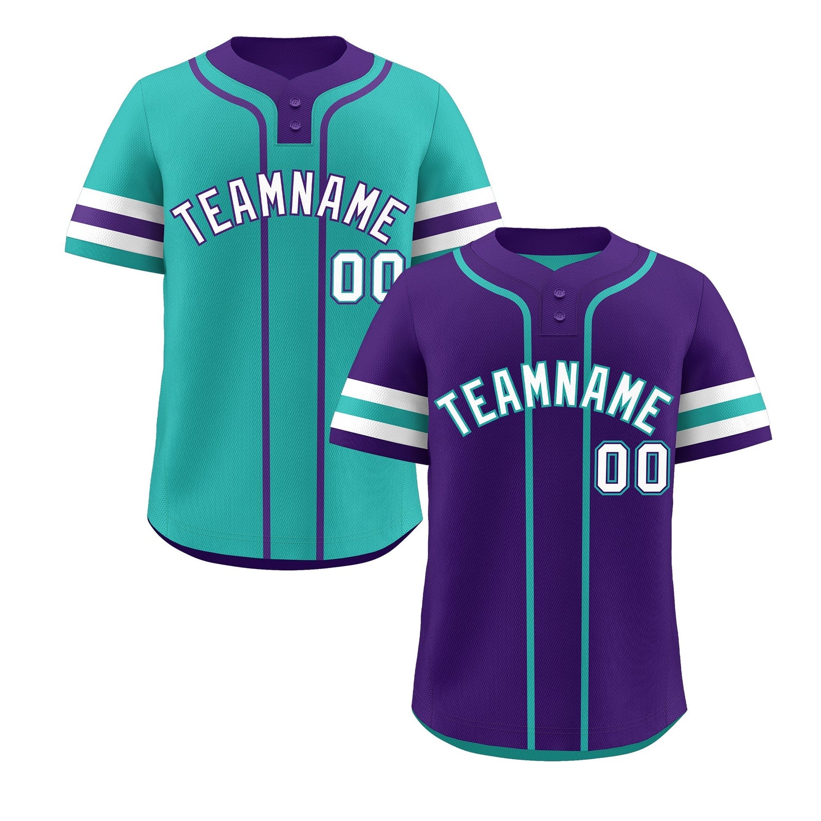 Custom White Aqua Purple Reversible Classic Style Two-Button Baseball Jersey| KXKSHOP
