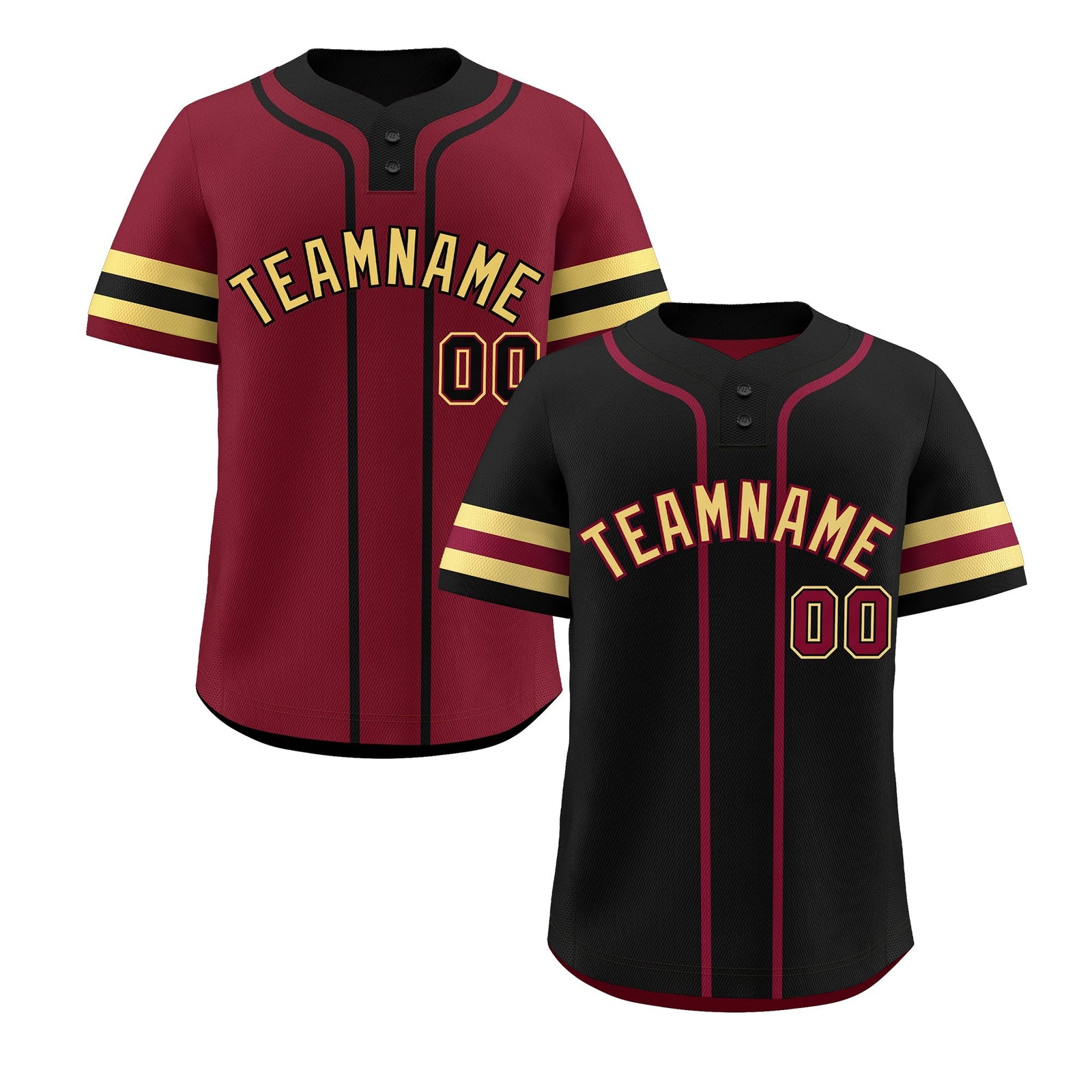 Custom Khaki Crimson Black Reversible Classic Style Two-Button Baseball Jersey| KXKSHOP