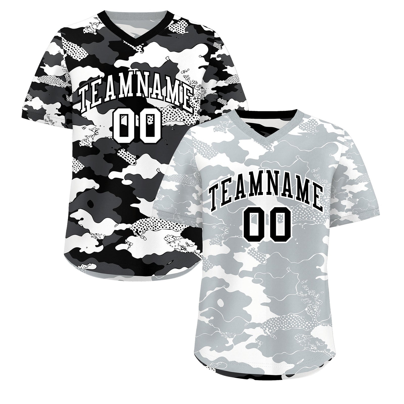 Custom White Black Reversible Camo Breathable Baseball Jersey| KXKSHOP