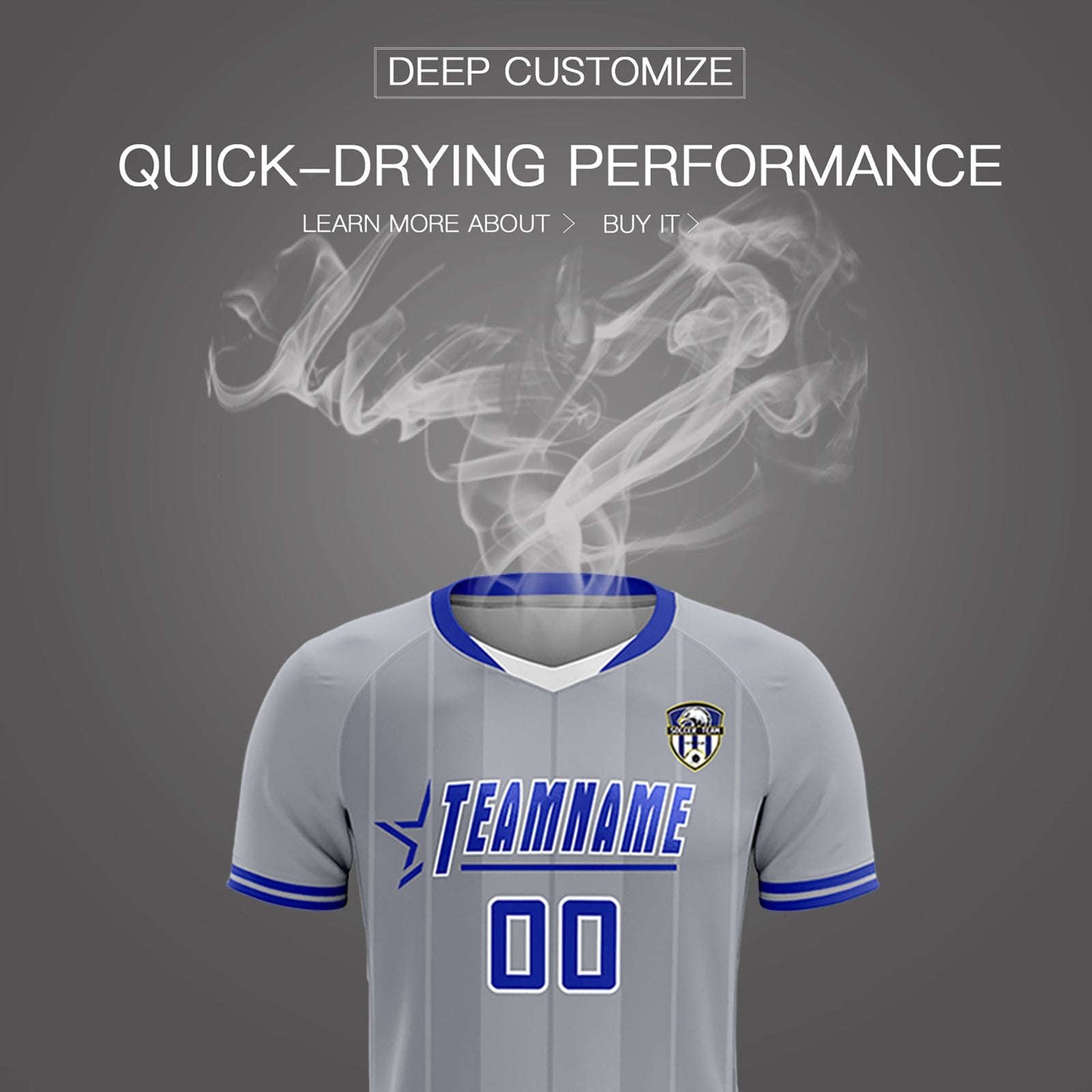 Custom Gray Classic Striped Personalized Soccer Tops/Sets Jersey
