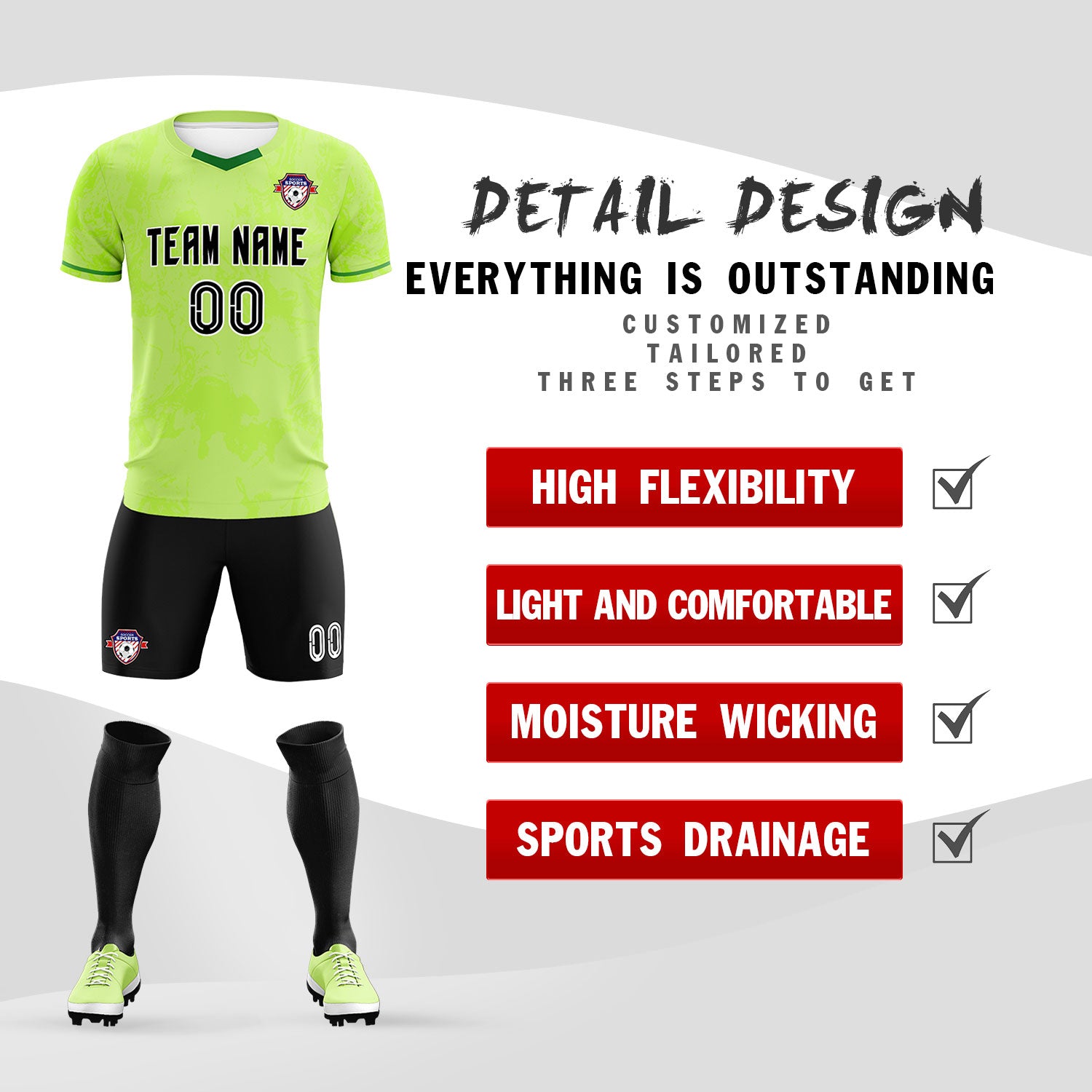 Custom Green Classic Graffiti Pattern Sportswear Soccer Tops/Sets Jersey