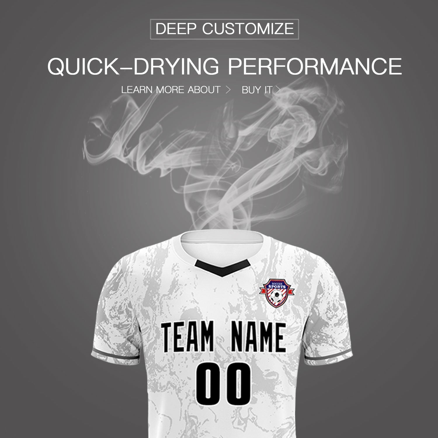 Custom White Classic Graffiti Pattern Sportswear Soccer Tops/Sets Jersey