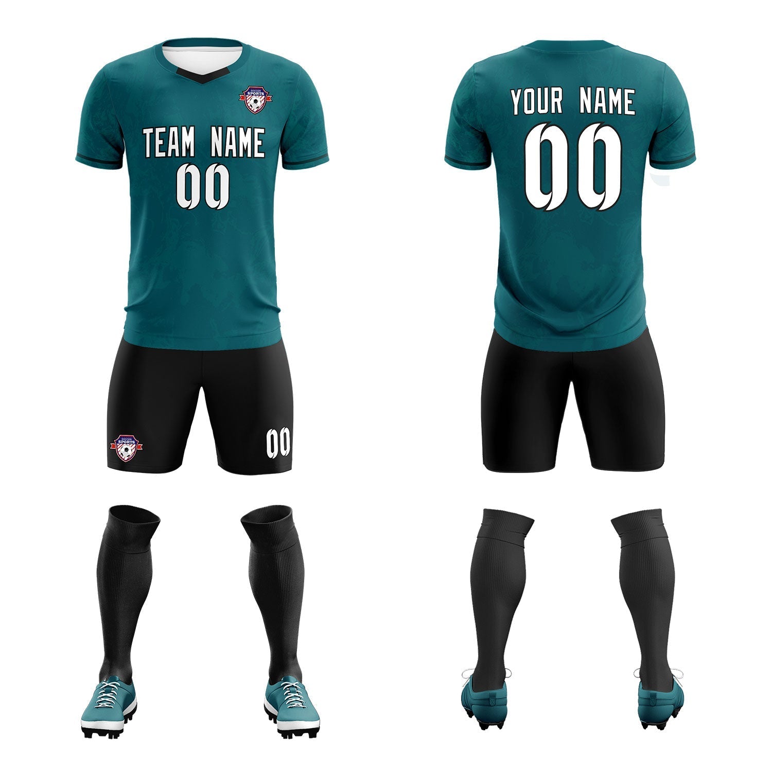 Custom Midnight Green Classic Graffiti Pattern Sportswear Soccer Tops/Sets Jersey