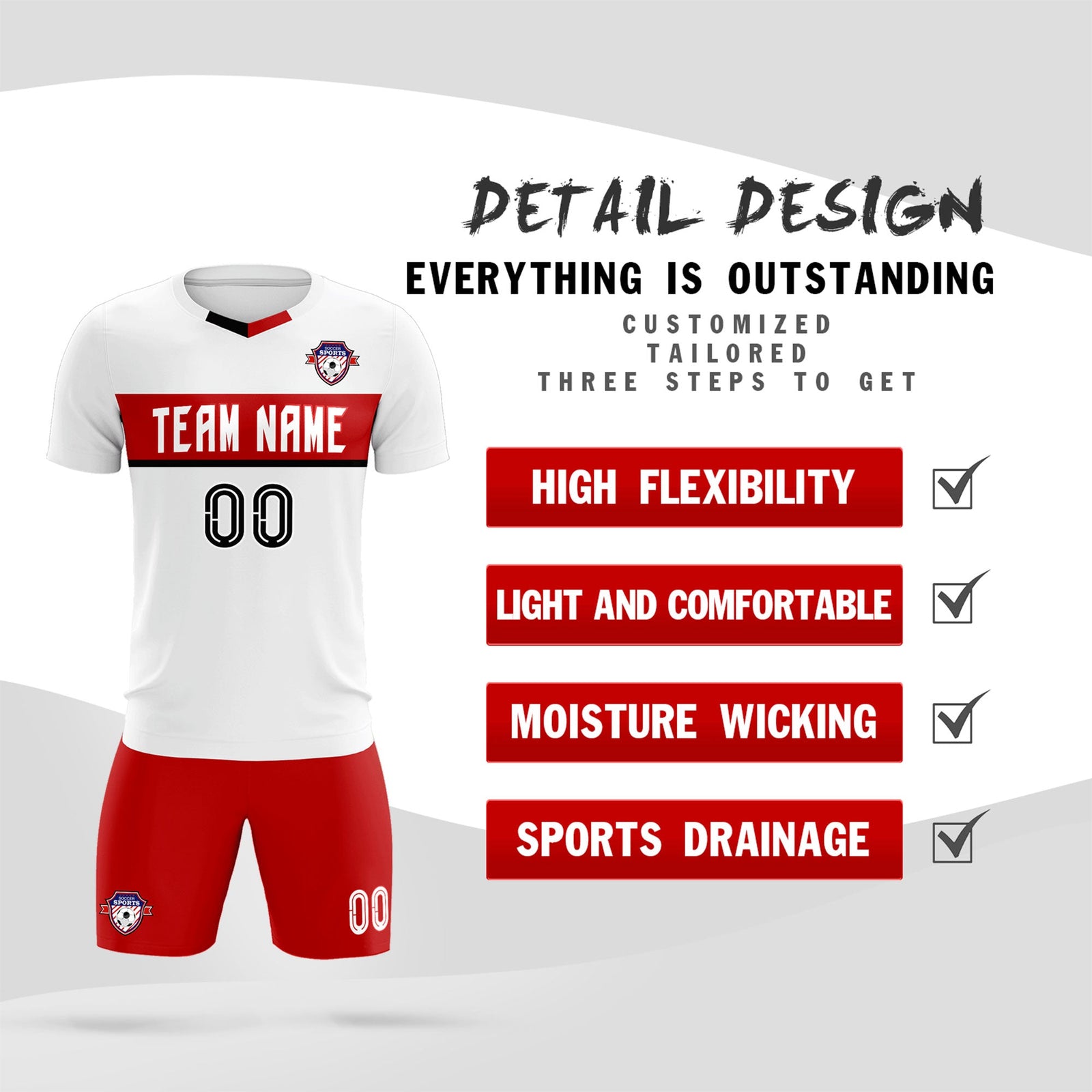 Custom White Classic Sports Sets Soccer Shirt Jersey