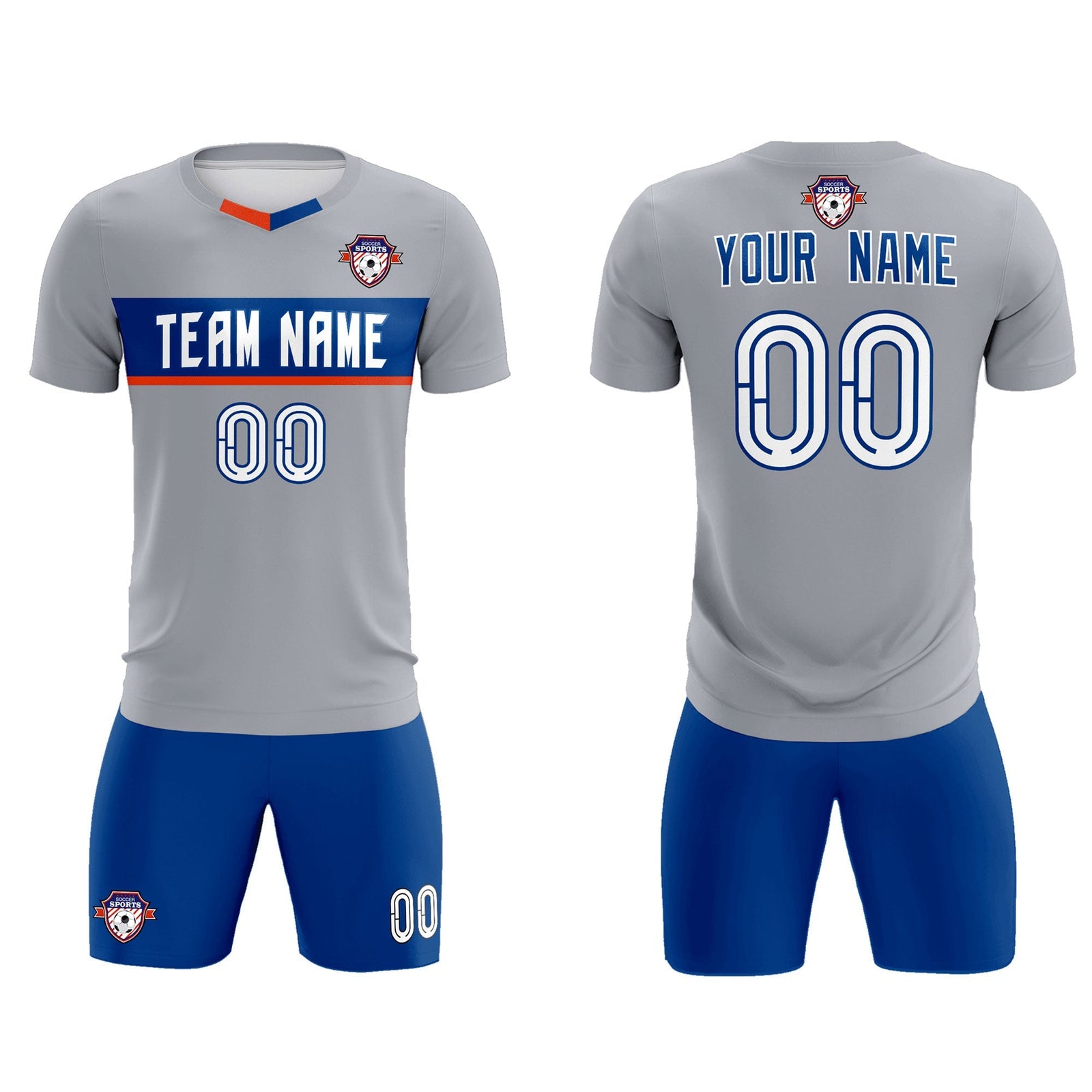 Custom Gray Classic Sports Sets Soccer Shirt Jersey