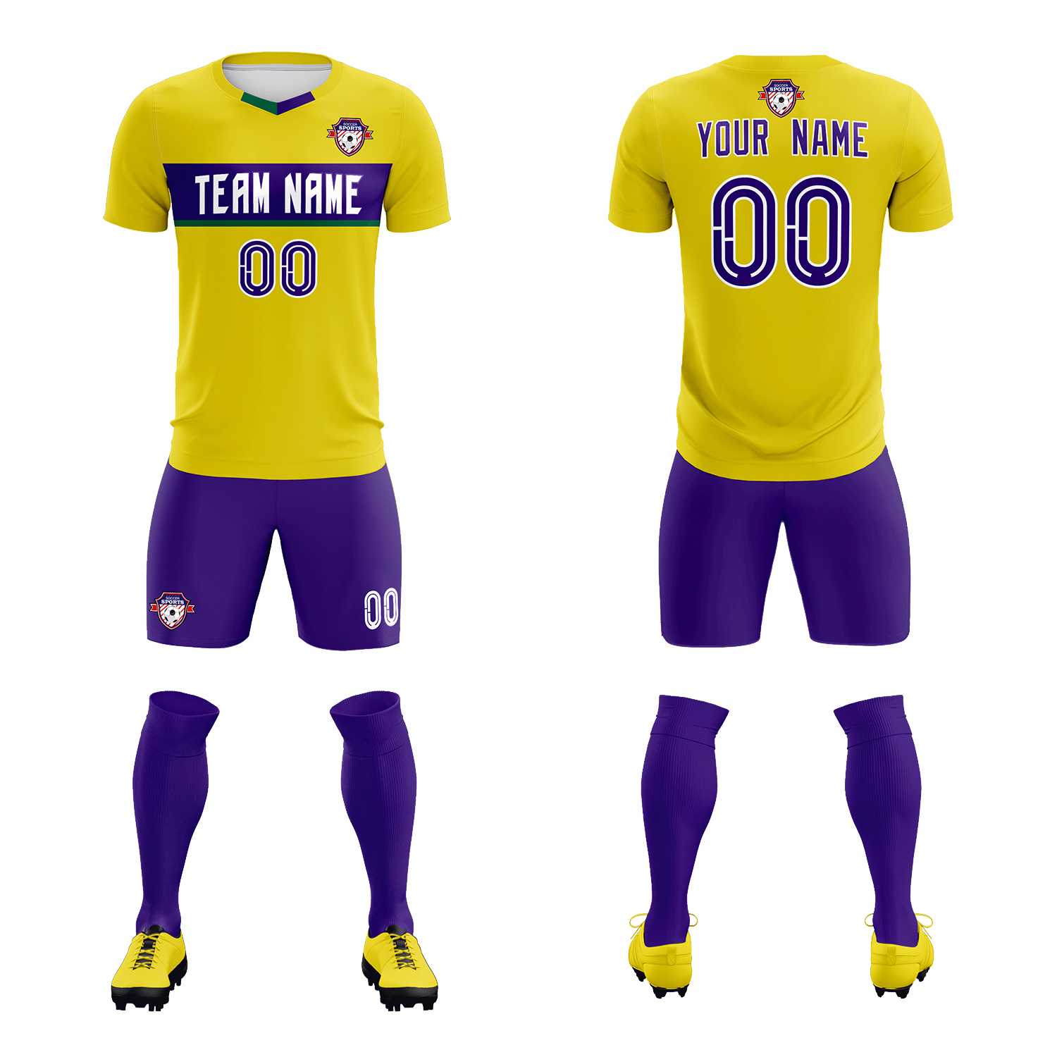 Custom Gold Classic Sports Sets Soccer Shirt Jersey