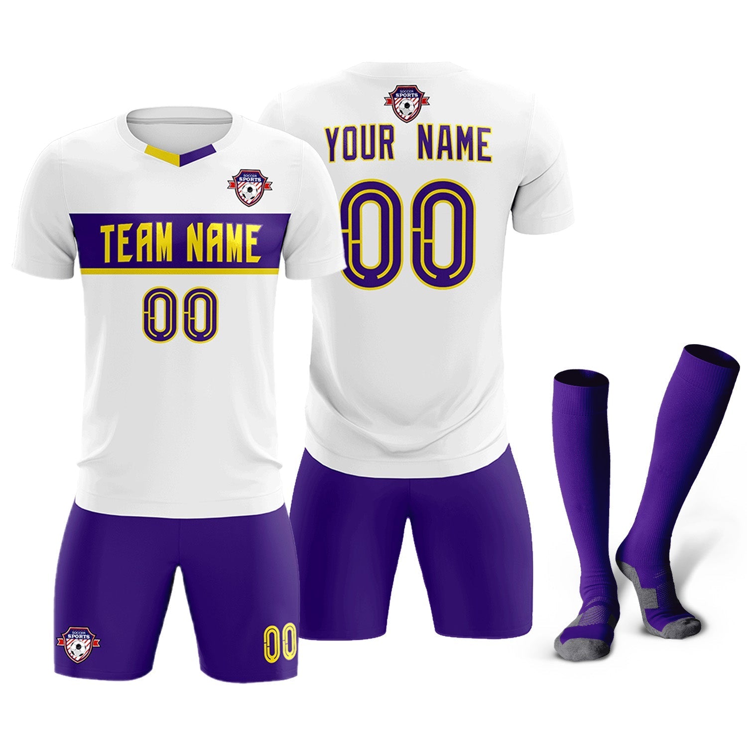Custom White Classic Sports Sets Soccer Shirt Jersey