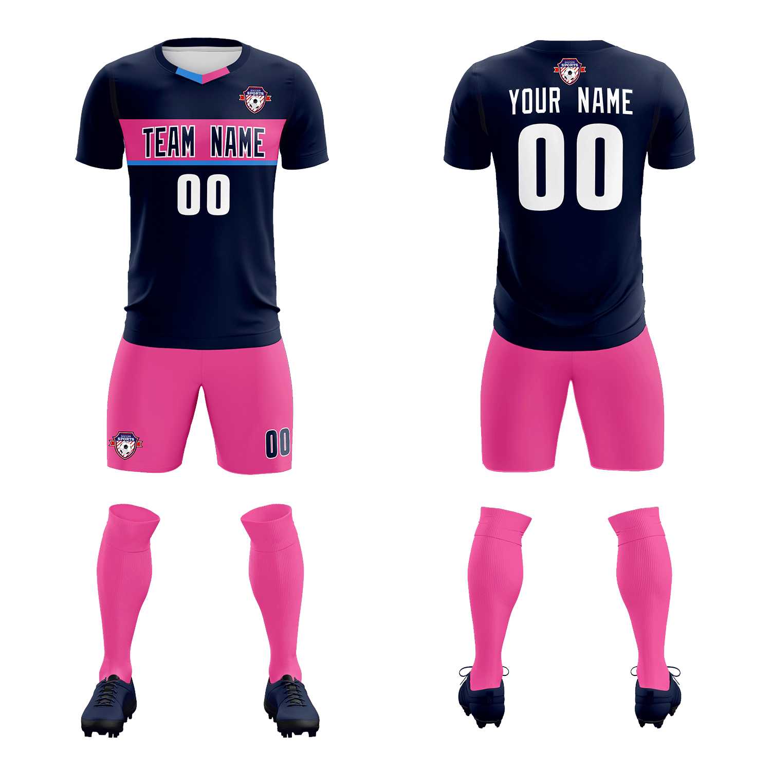 Custom Navy Classic Sports Sets Soccer Shirt Jersey