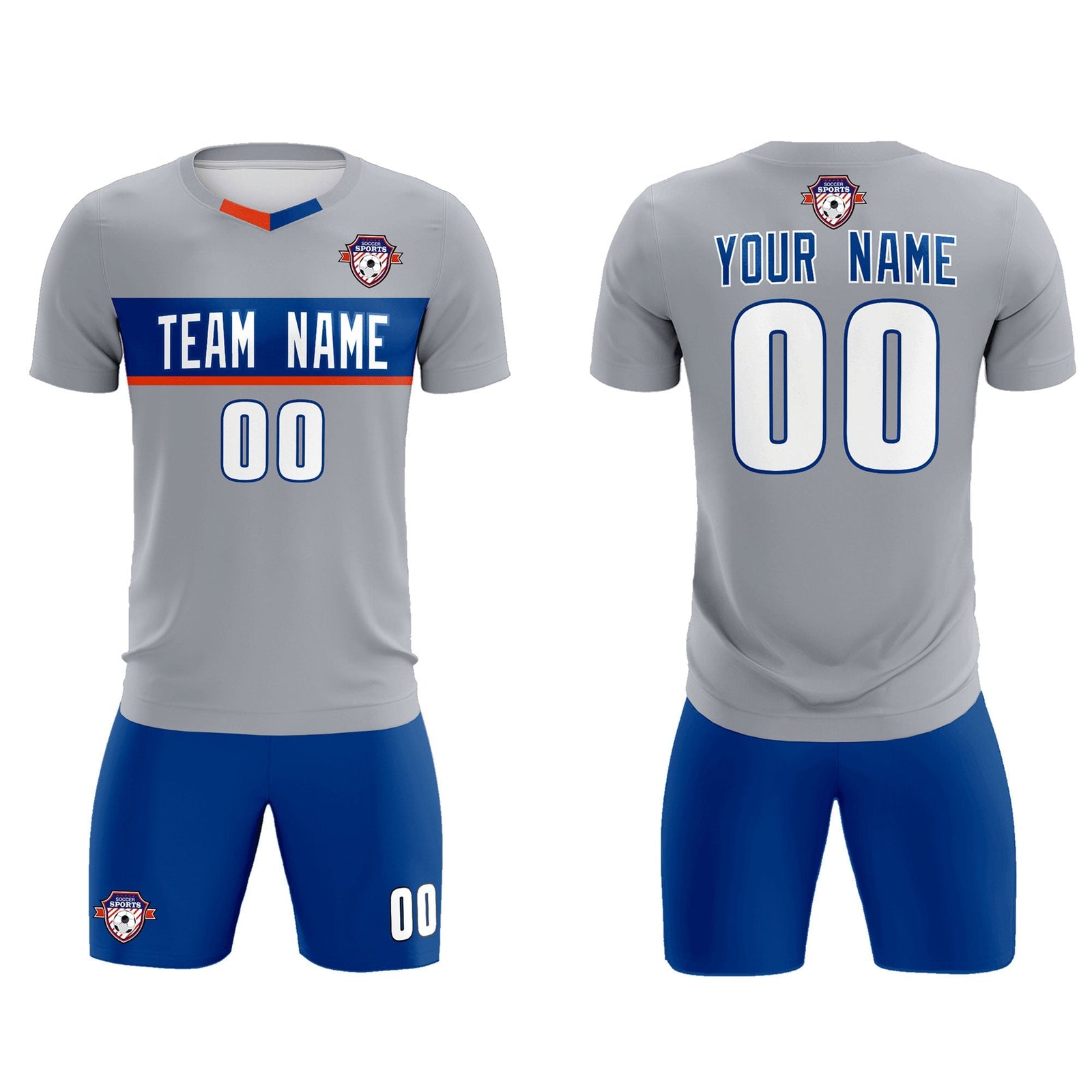 Custom Gray Classic Sports Sets Soccer Shirt Jersey