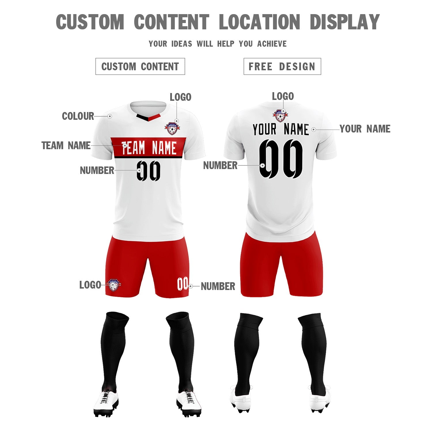 Custom White Classic Sports Sets Soccer Shirt Jersey