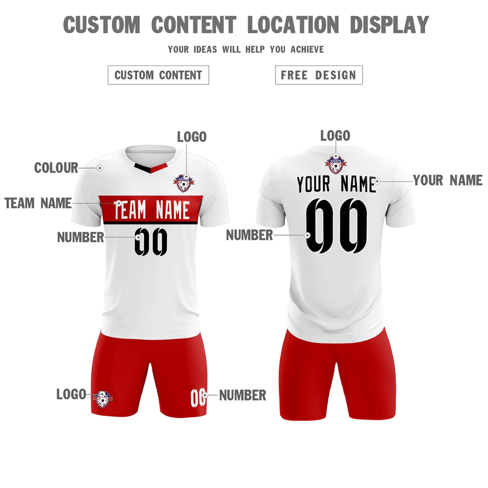 Custom White Classic Sports Sets Soccer Shirt Jersey