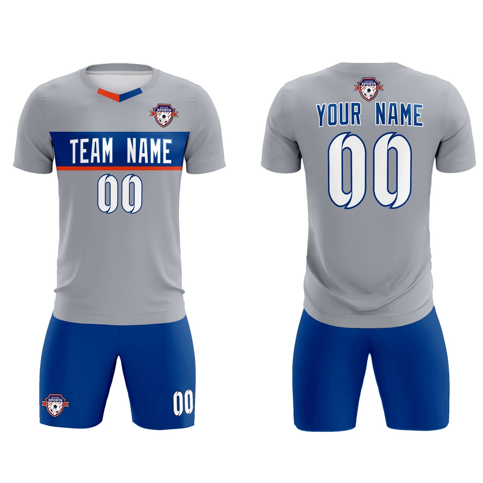 Custom Gray Classic Sports Sets Soccer Shirt Jersey