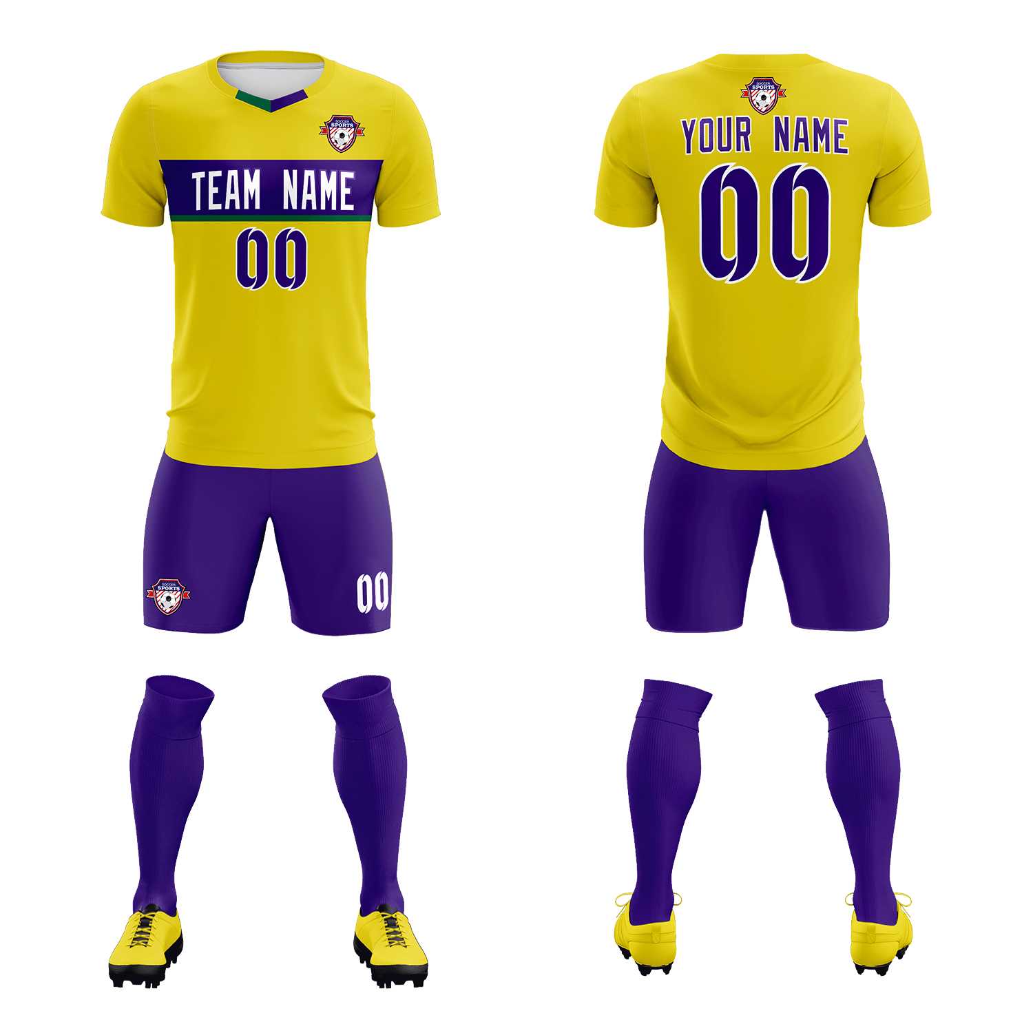 Custom Gold Classic Sports Sets Soccer Shirt Jersey