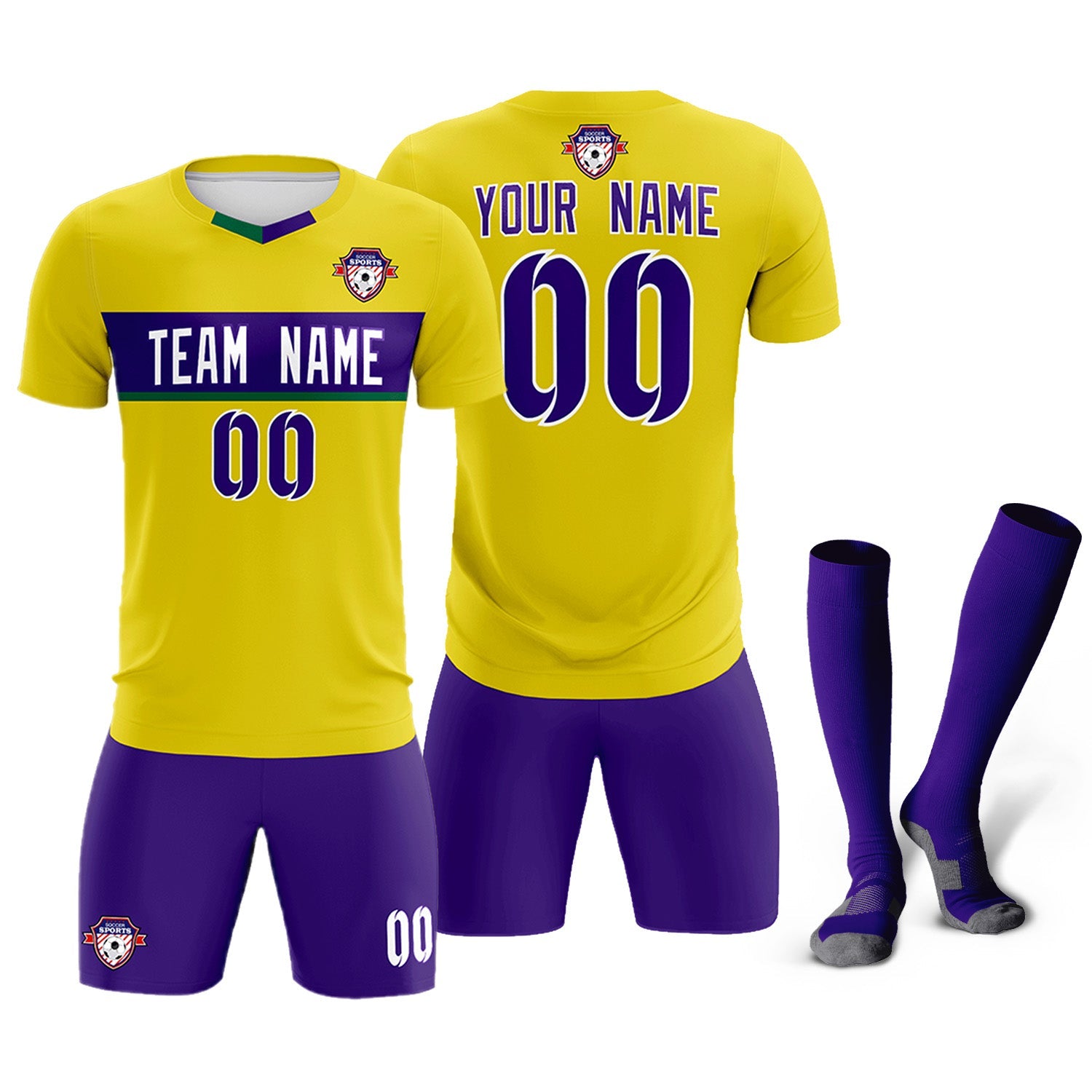 Custom Gold Classic Sports Sets Soccer Shirt Jersey