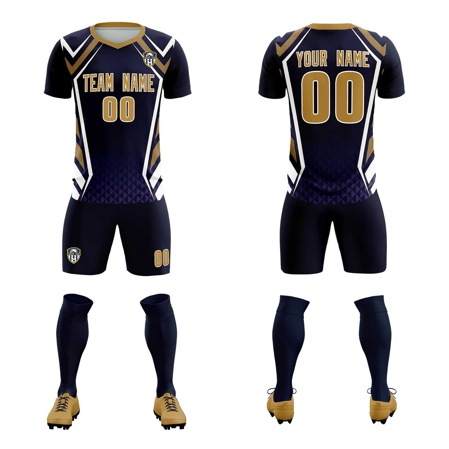 Custom Navy Abstract Breathable Soccer Tops/Sets Jersey