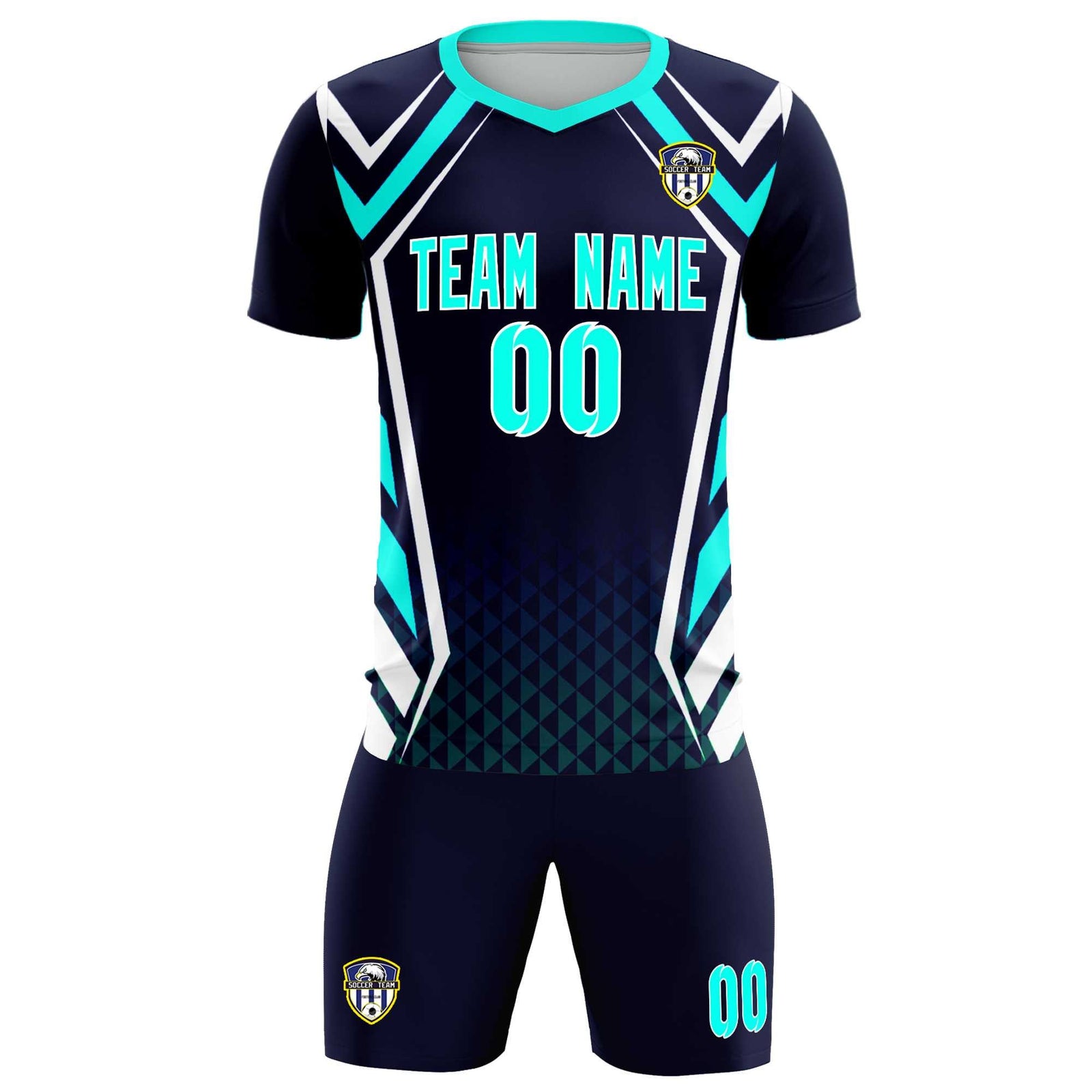 Custom Navy Abstract Breathable Soccer Tops/Sets Jersey
