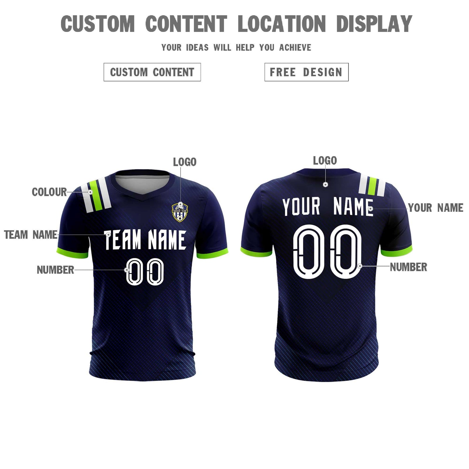 Custom Navy Striped Sportswear Soccer Tops/Sets Jersey For Adults