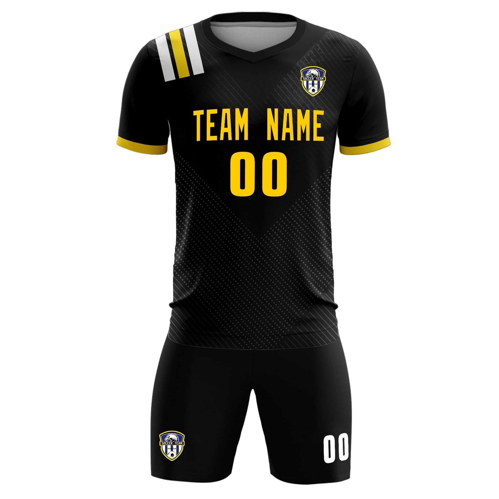 Custom Black Striped Sportswear Soccer Tops/Sets Jersey For Adults