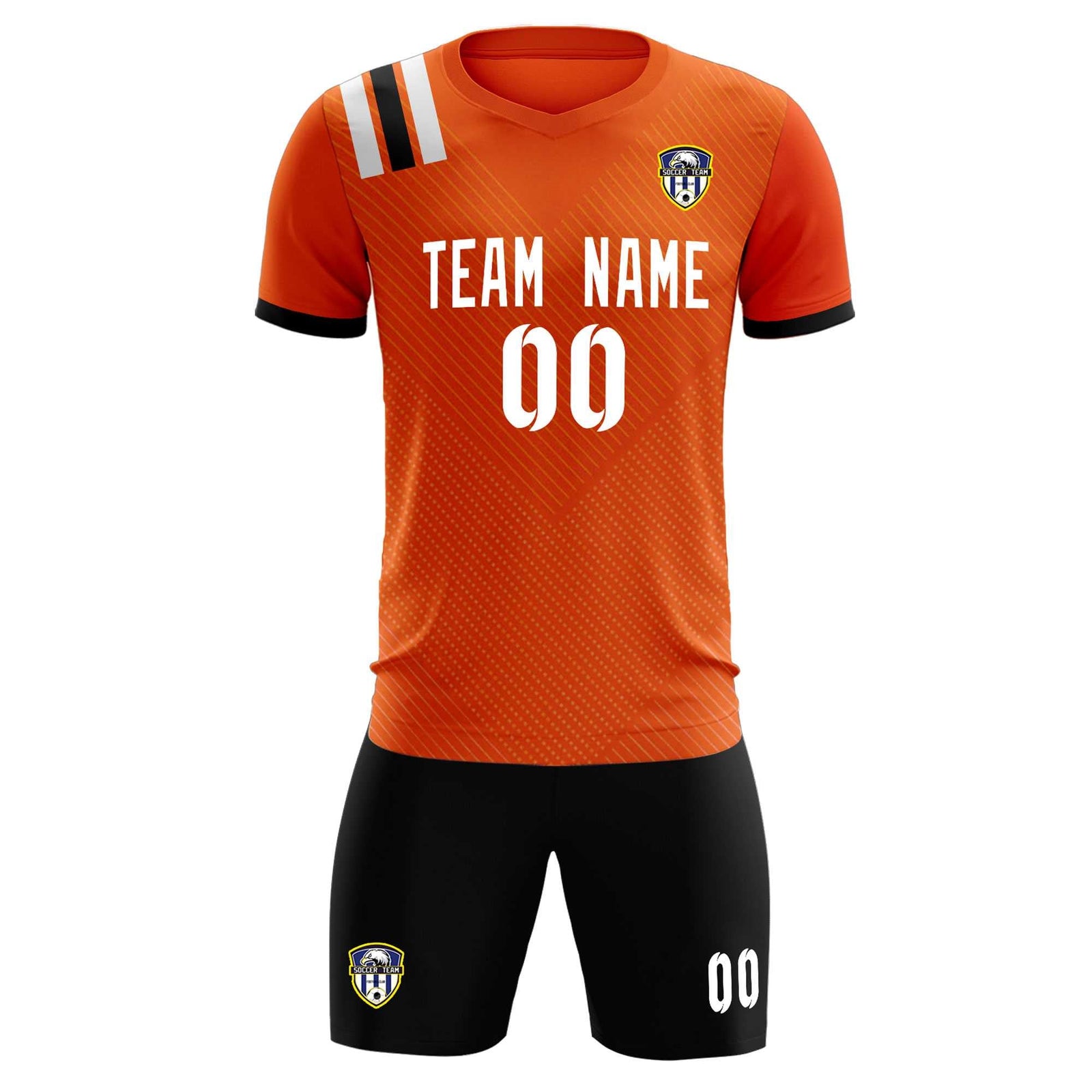 Custom Orange Striped Sportswear Soccer Tops/Sets Jersey For Adults