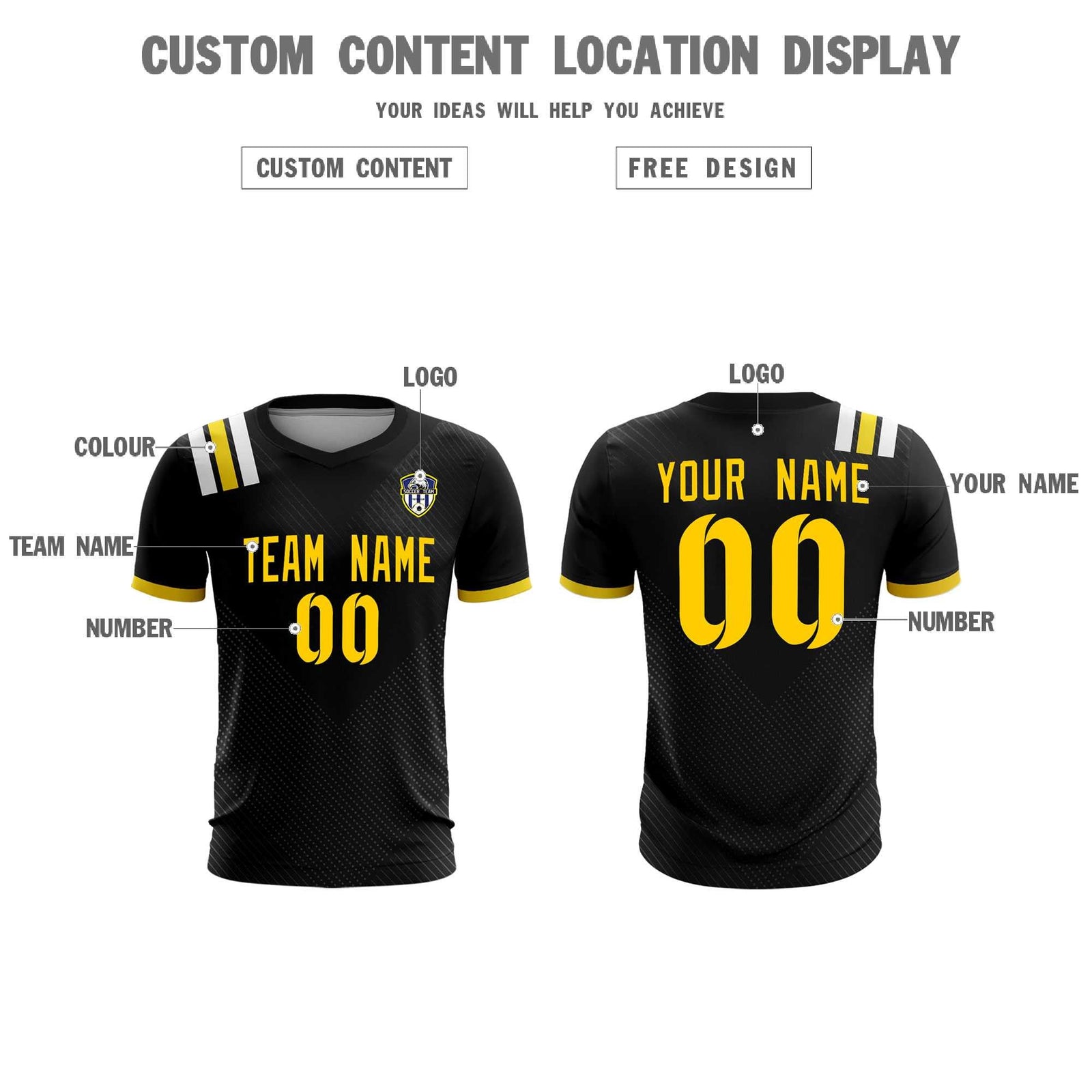 Custom Black Striped Sportswear Soccer Tops/Sets Jersey For Adults