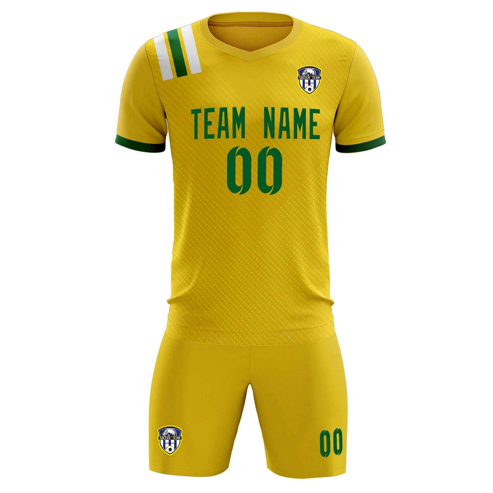Custom Gold Striped Sportswear Soccer Tops/Sets Jersey For Adults