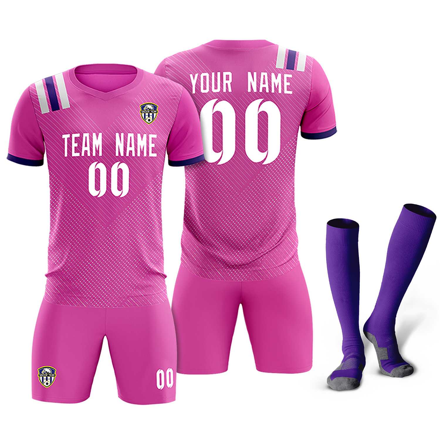 Custom Light Red Striped Sportswear Soccer Tops/Sets Jersey For Adults