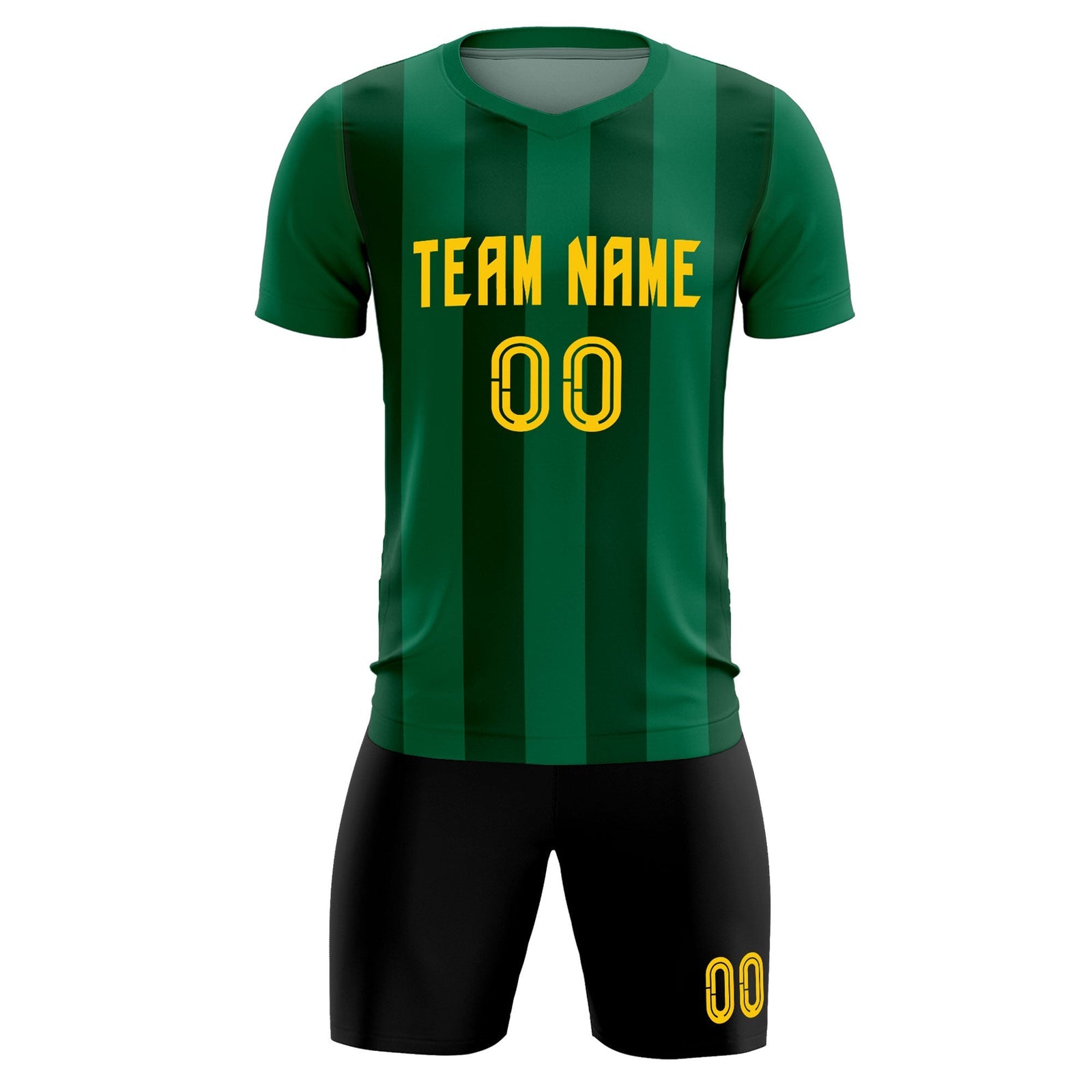 Custom Kelly Green Green Vertical Stripes Casual Outdoor Soccer Sets Jersey