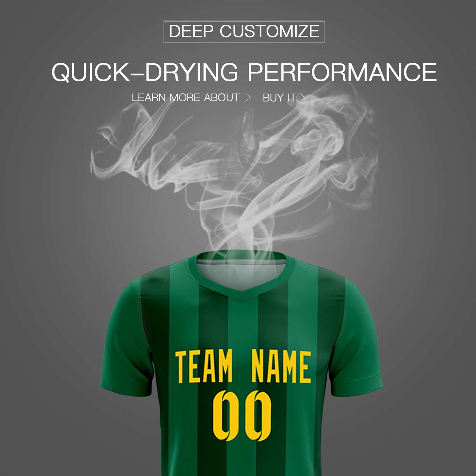 Custom Kelly Green Green Vertical Stripes Casual Outdoor Soccer Sets Jersey