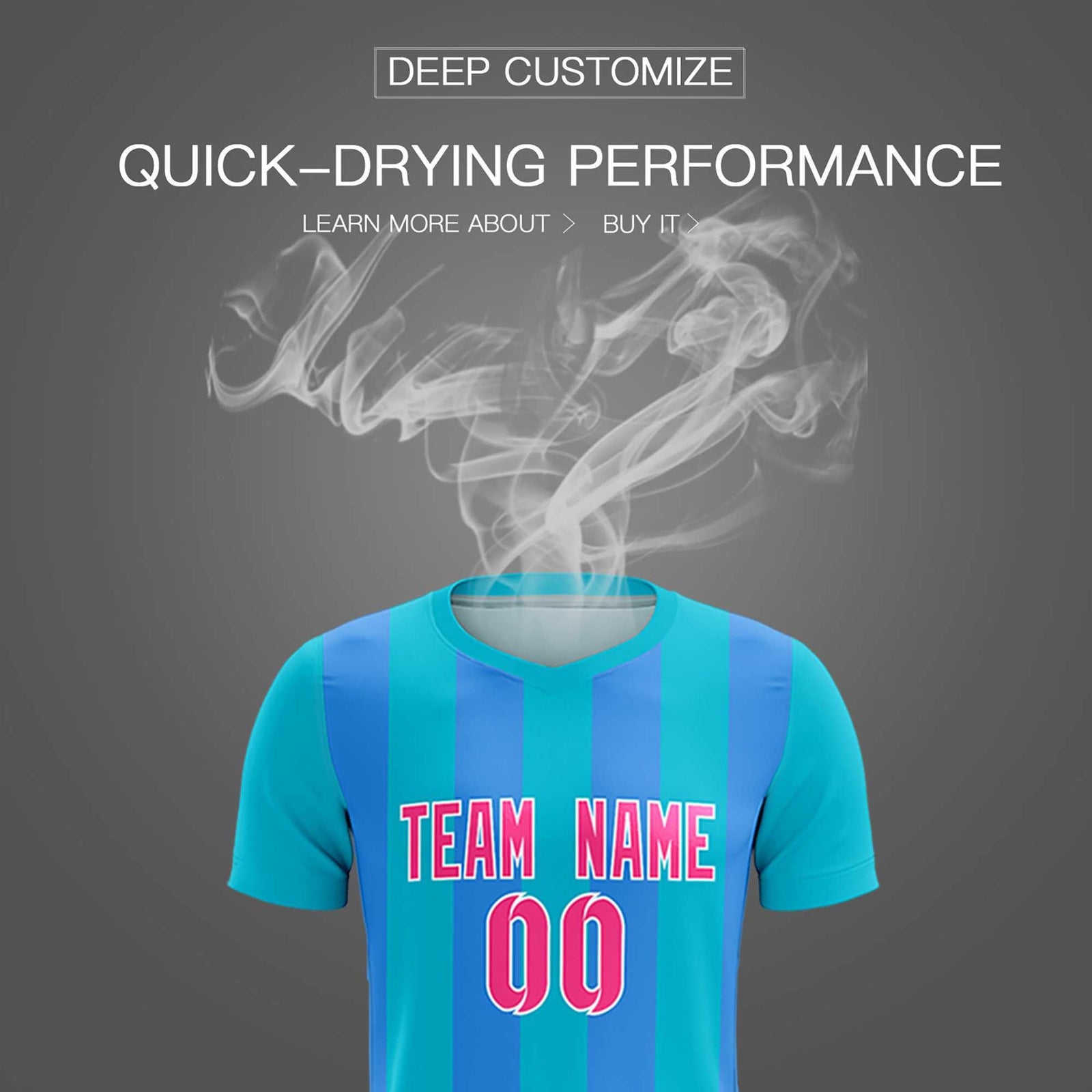 Custom Sky Blue Powder Blue Vertical Stripes Casual Outdoor Soccer Sets Jersey
