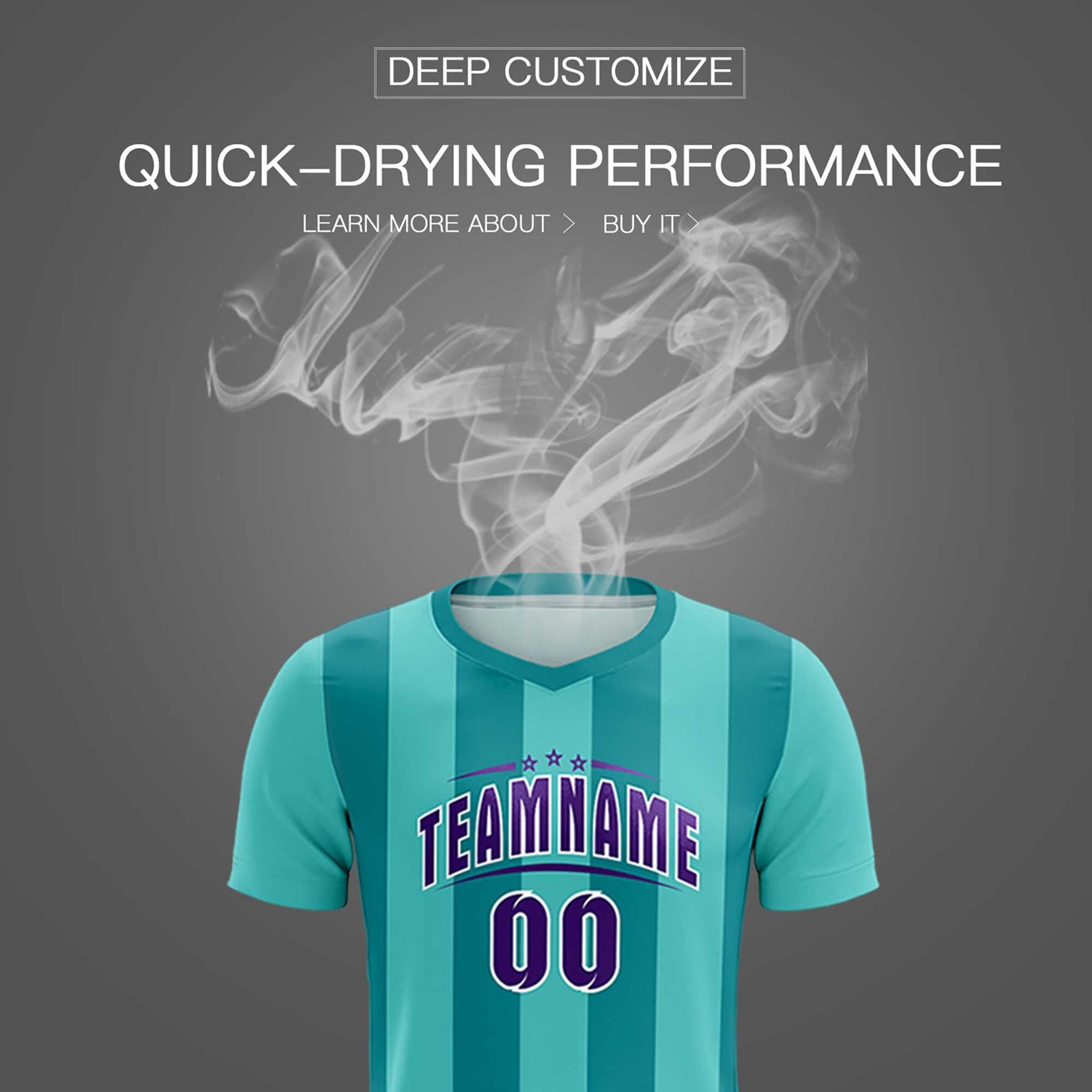 Custom Bright Green Aqua Vertical Stripes Casual Outdoor Soccer Sets Jersey
