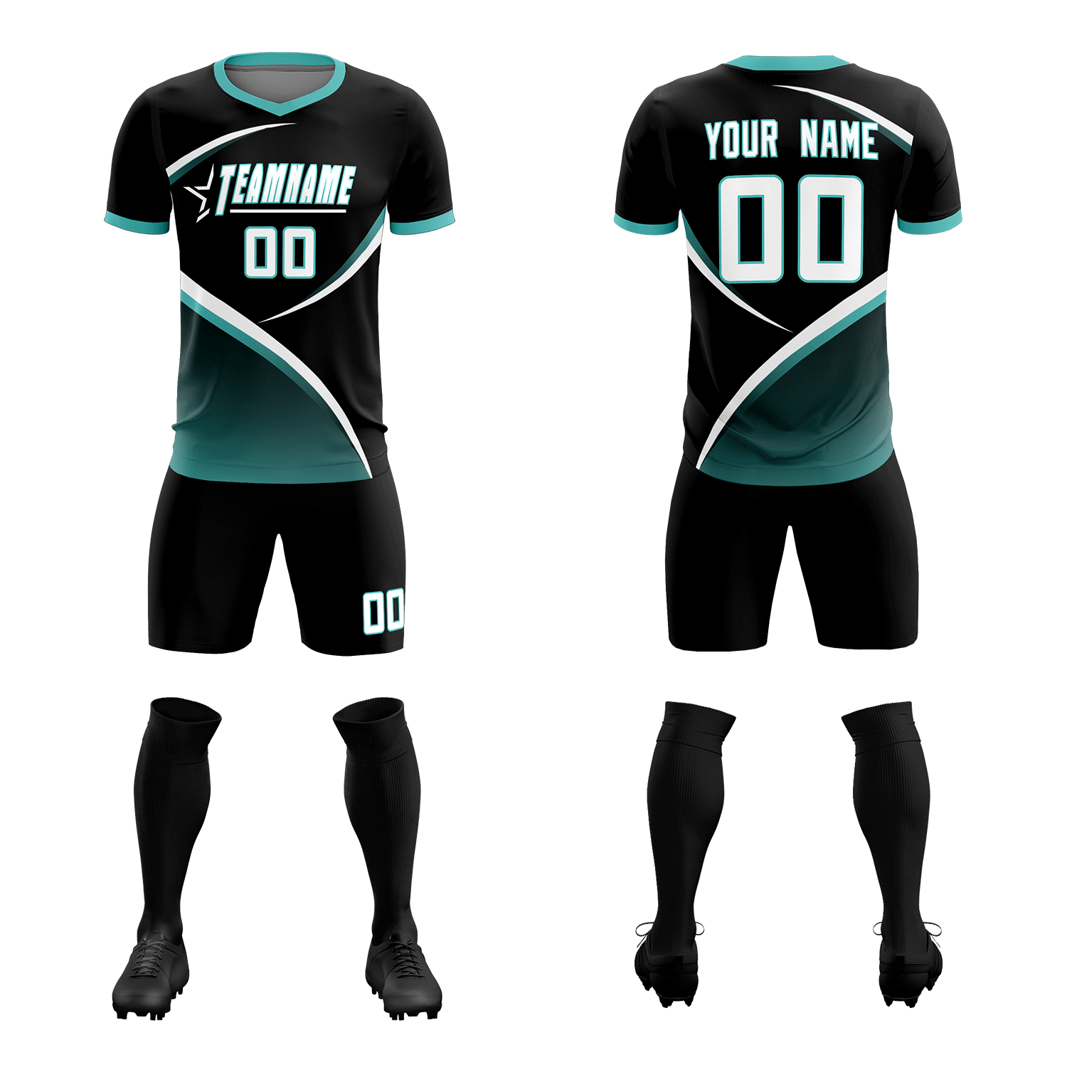 Custom Black Bright Green Color Block Training Uniform For Men Soccer Sets Jersey