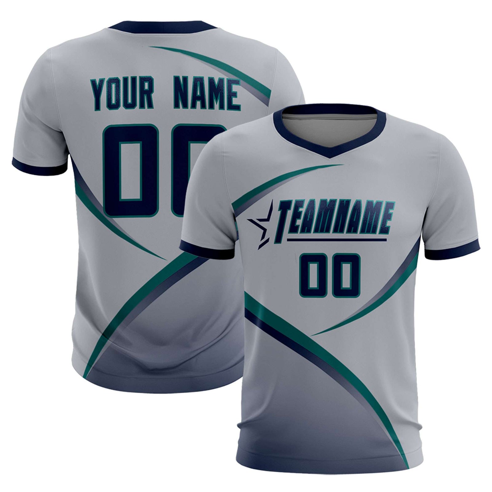 Custom Gray Navy Color Block Training Uniform For Men Soccer Sets Jersey